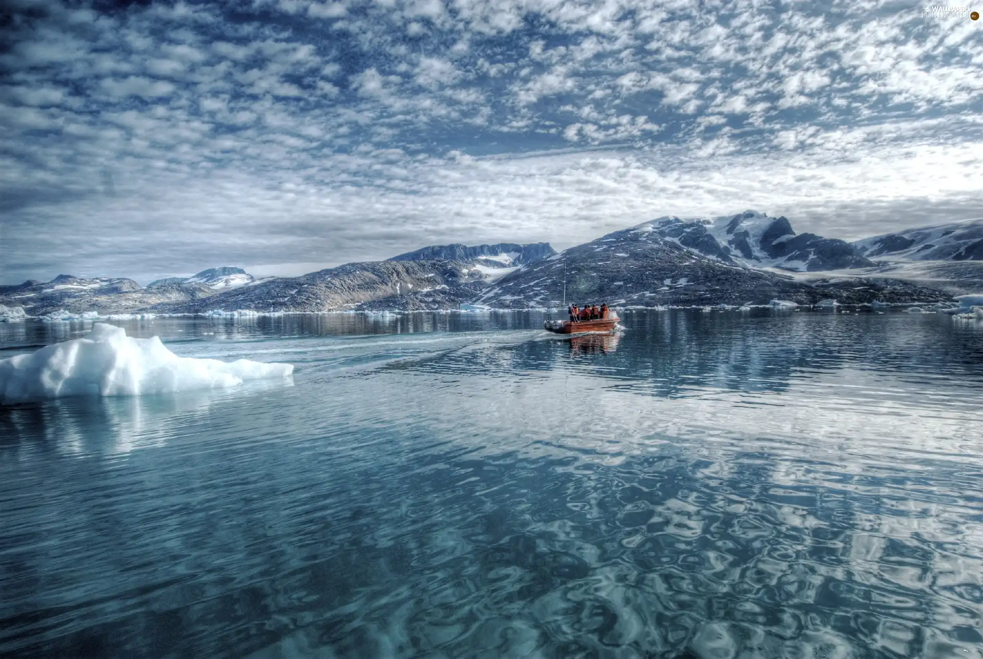 Mountains, Icecream, clouds, lake