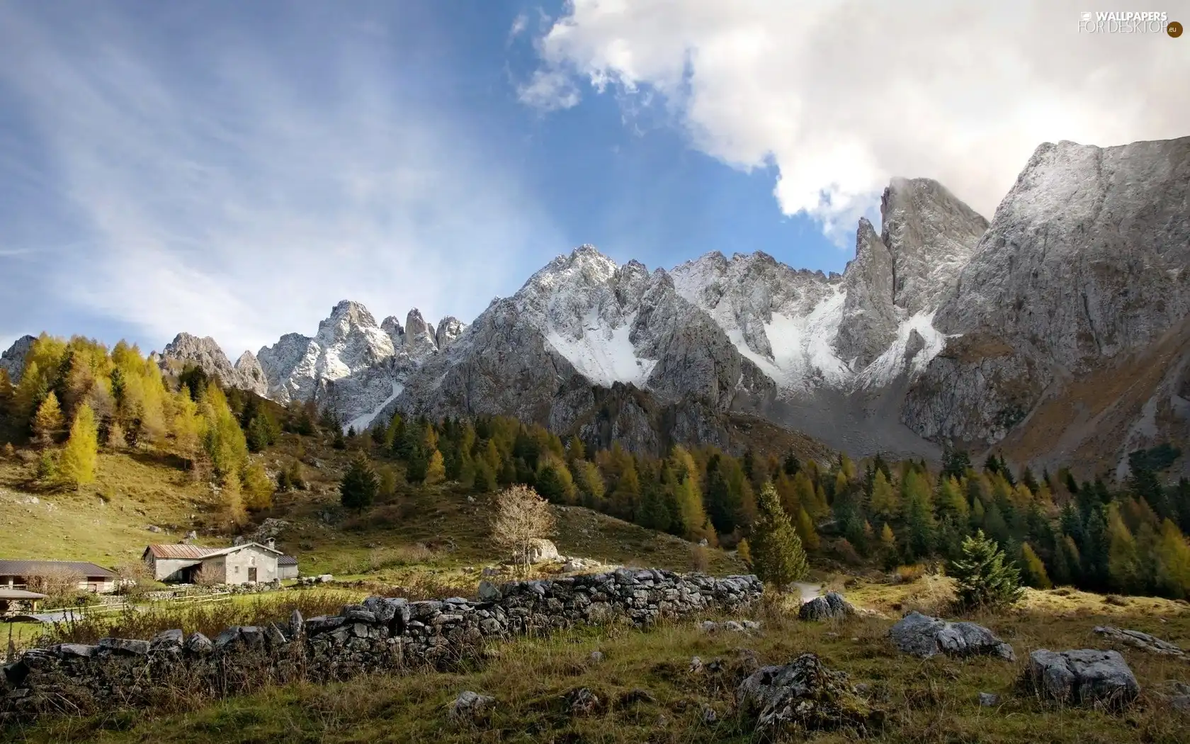 Mountains, viewes, clouds, trees