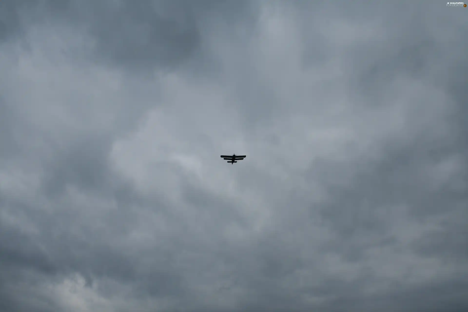 clouds, Sky, plane