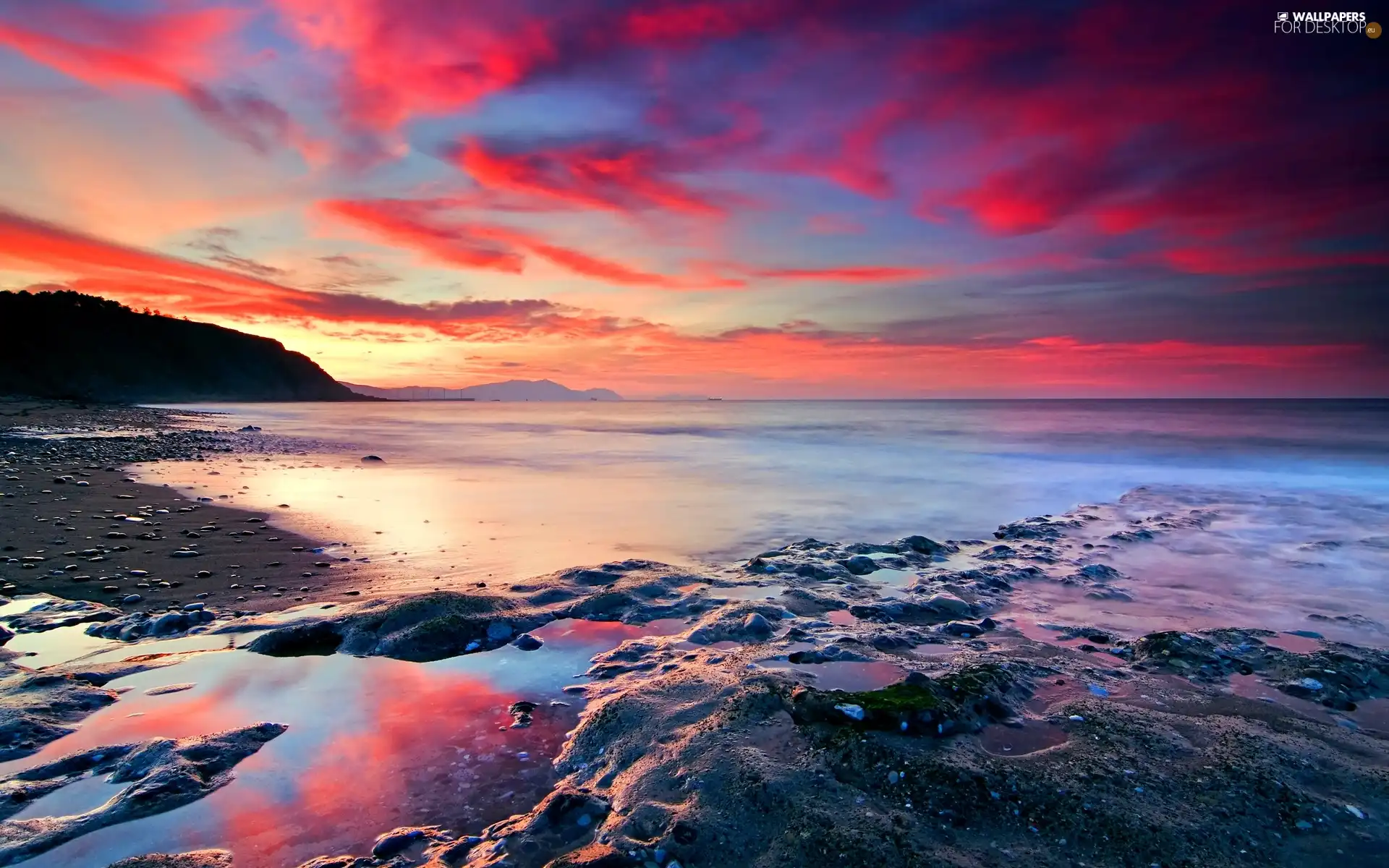 clouds, sea, Red