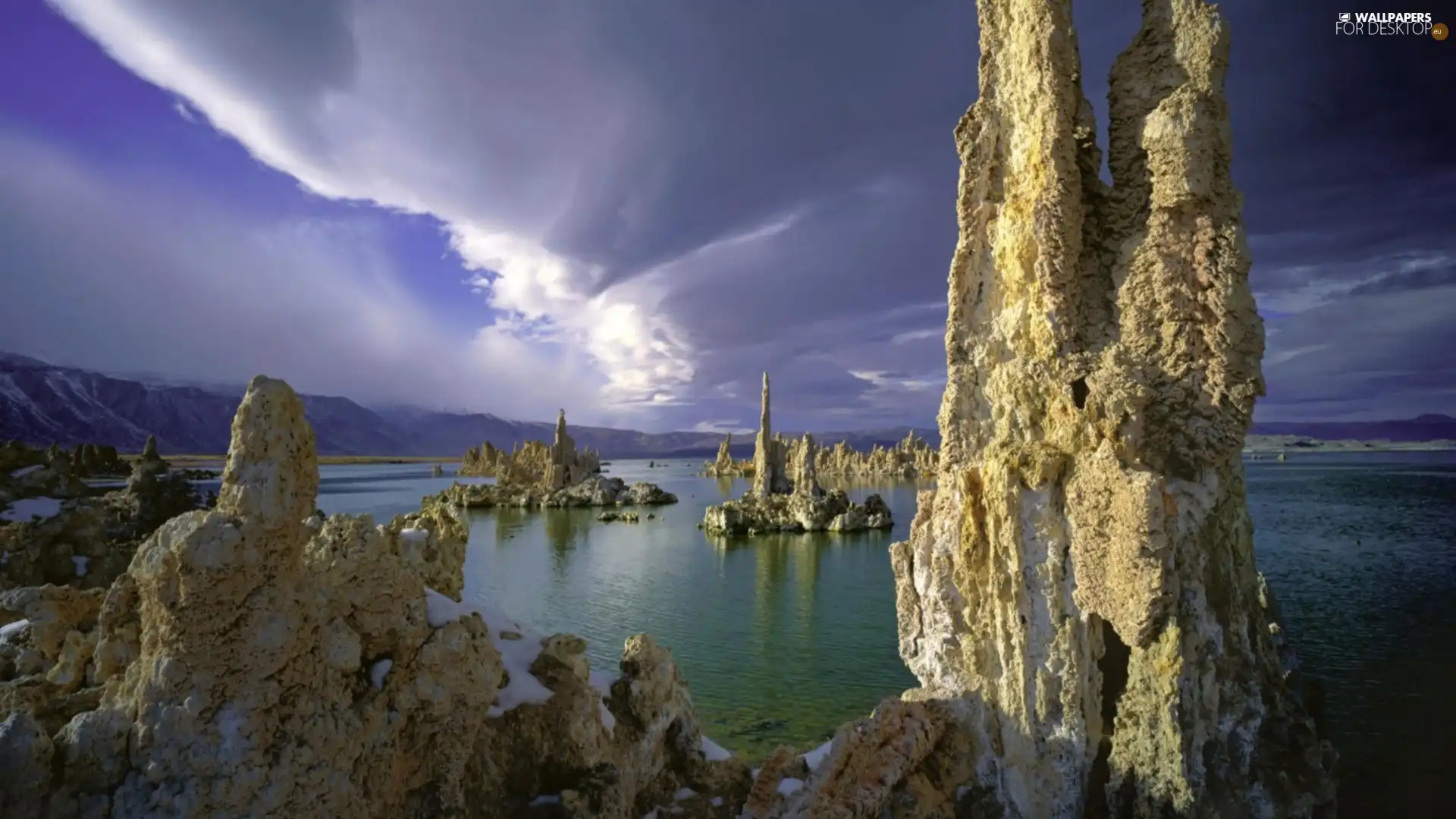 clouds, rocks, sea