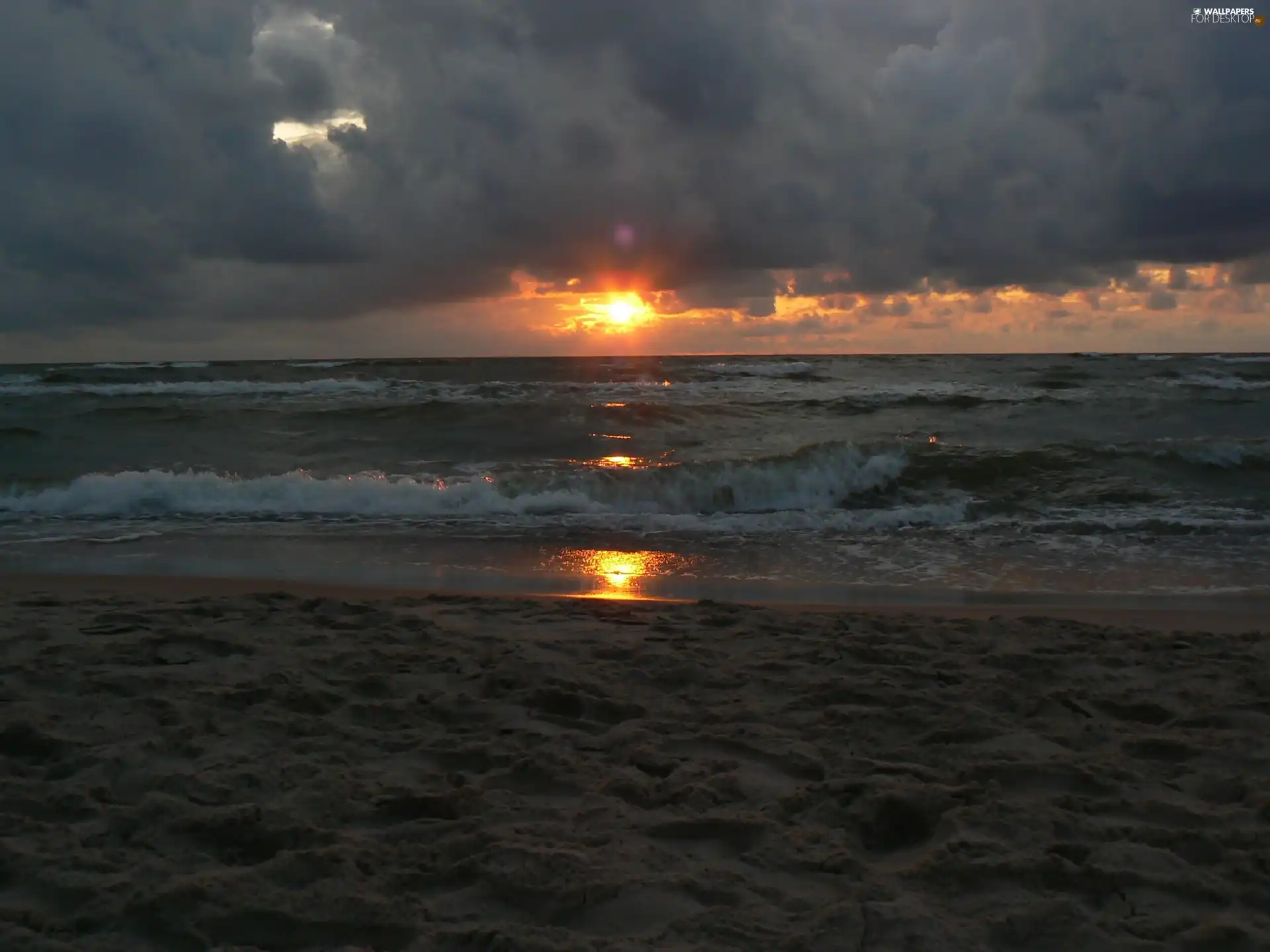 sea, Great Sunsets, clouds, Baltic