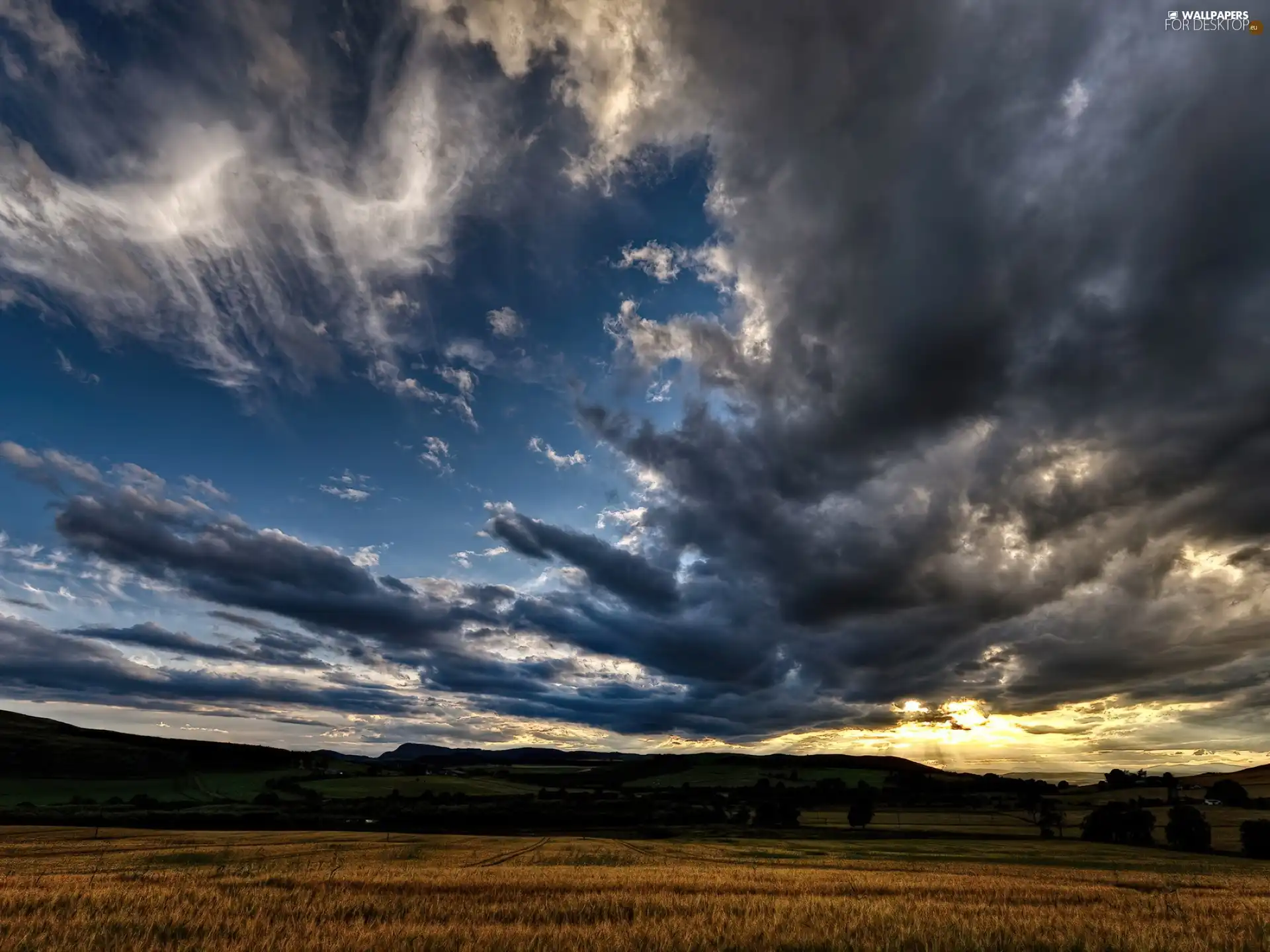 clouds, Field, Sky