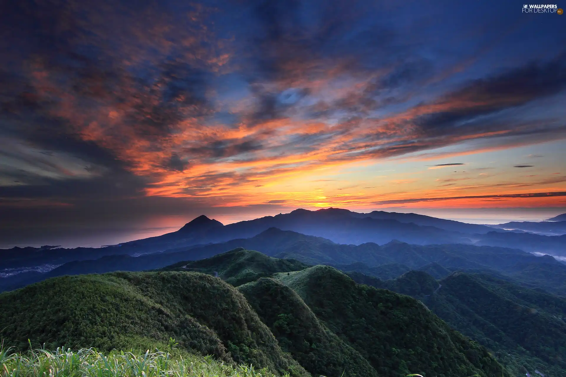 clouds, Mountains, Sky