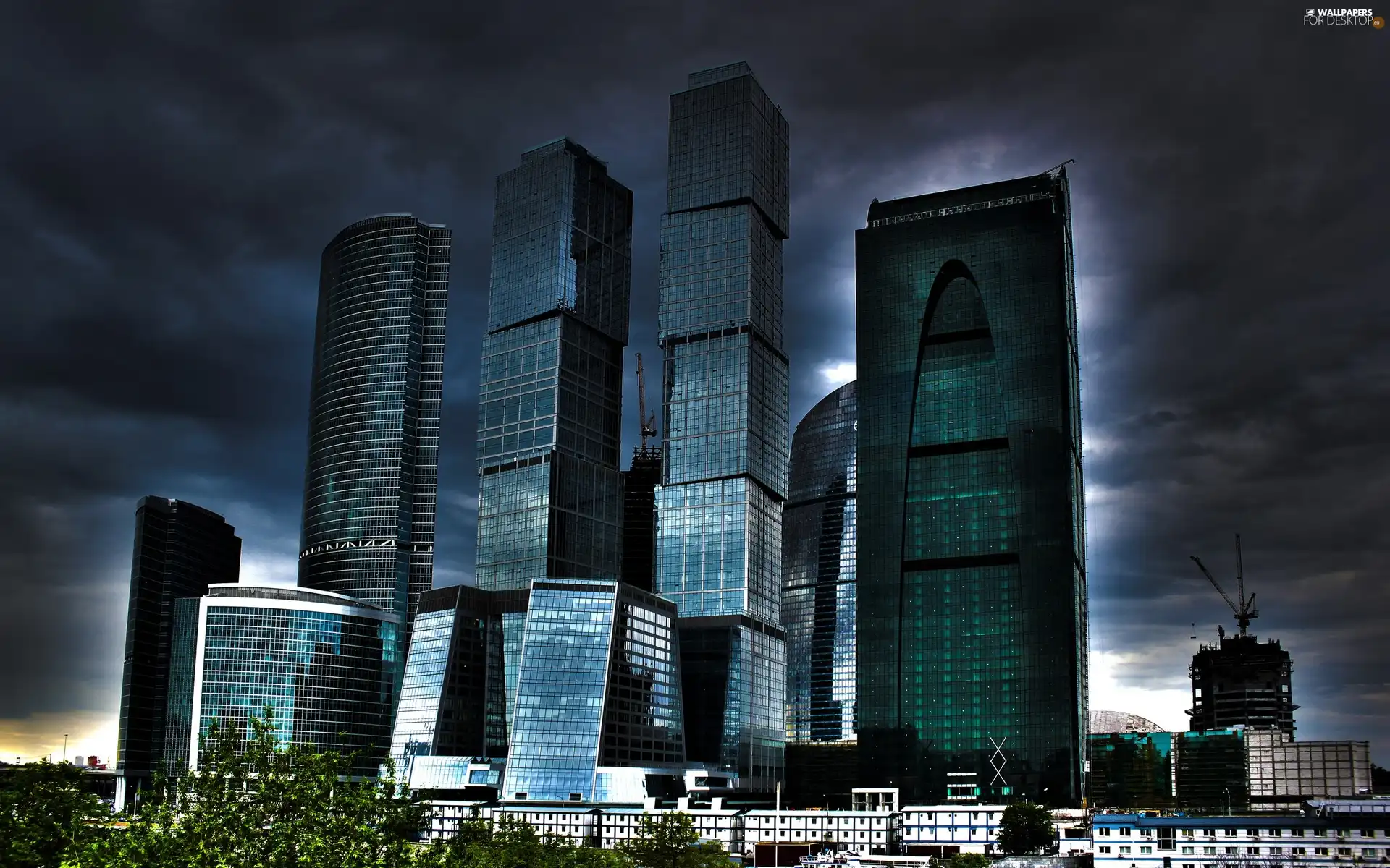 Sky, skyscrapers, clouds, clouds