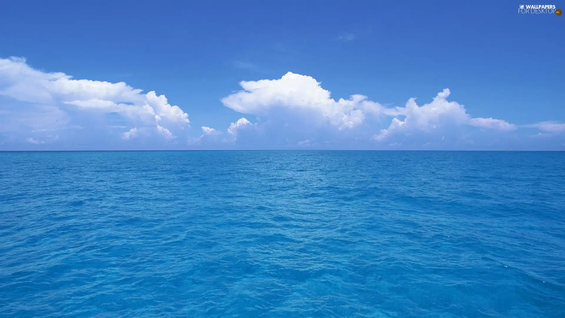 clouds, sea, Waves