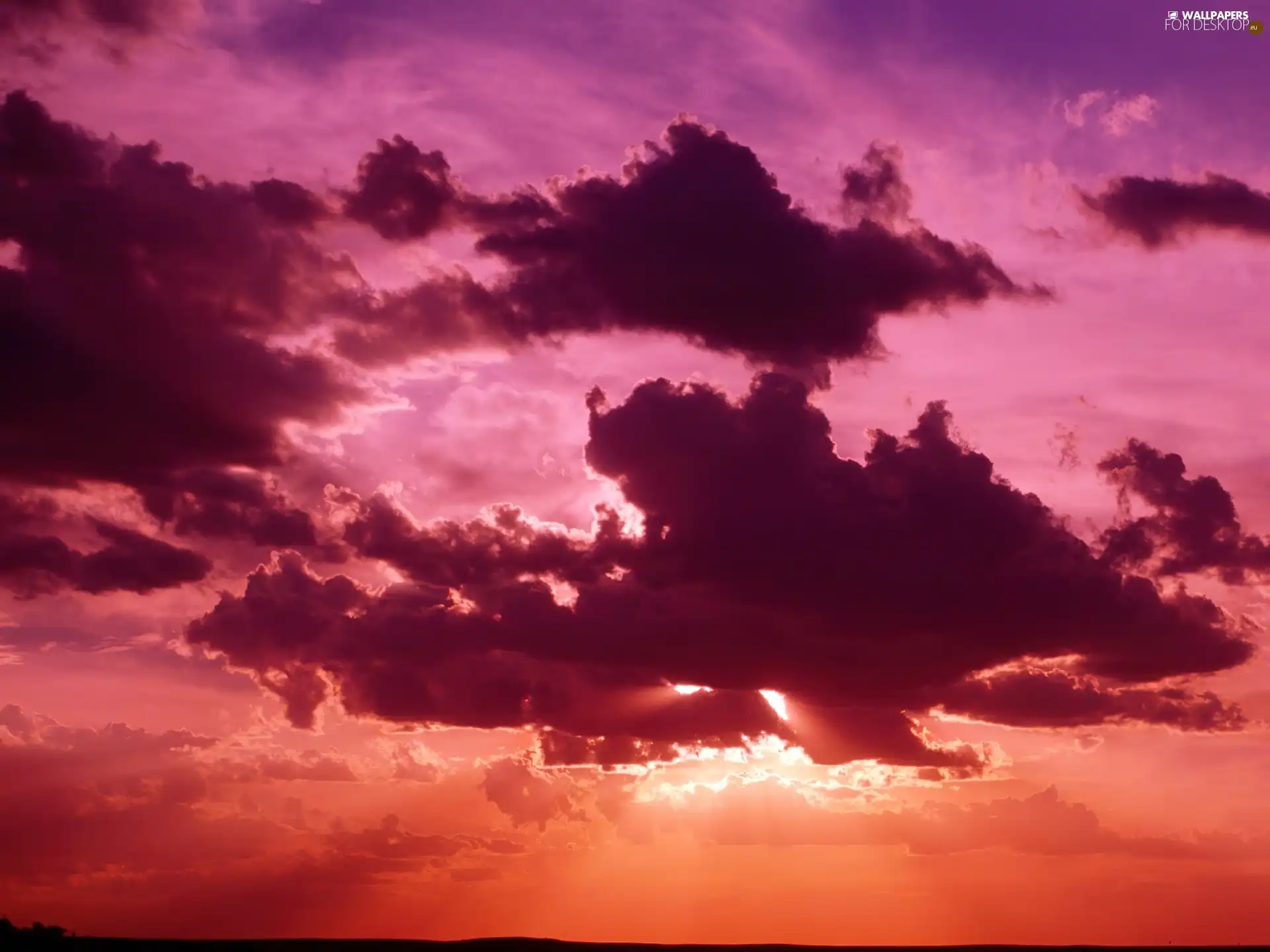 west, rays, clouds, sun