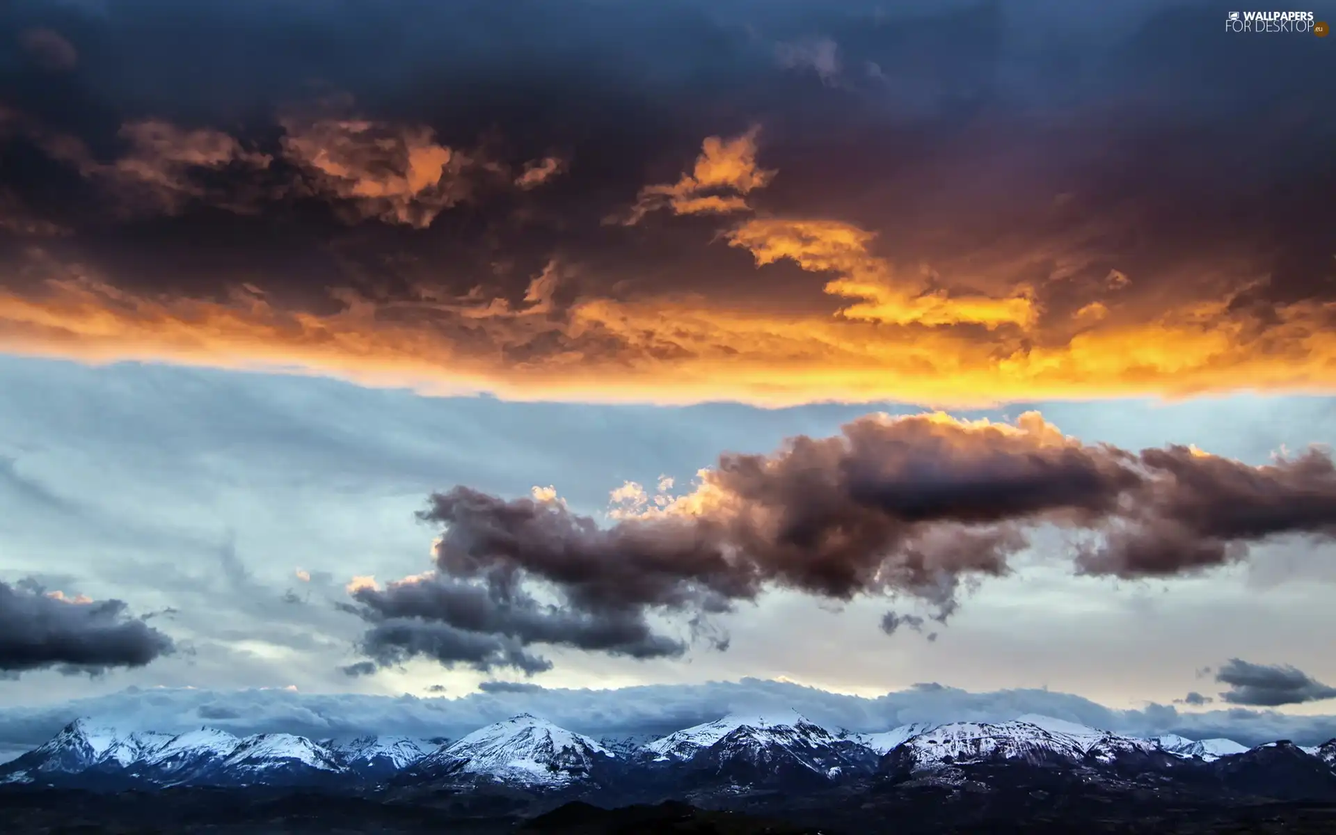 clouds, winter, sun, rocks, west