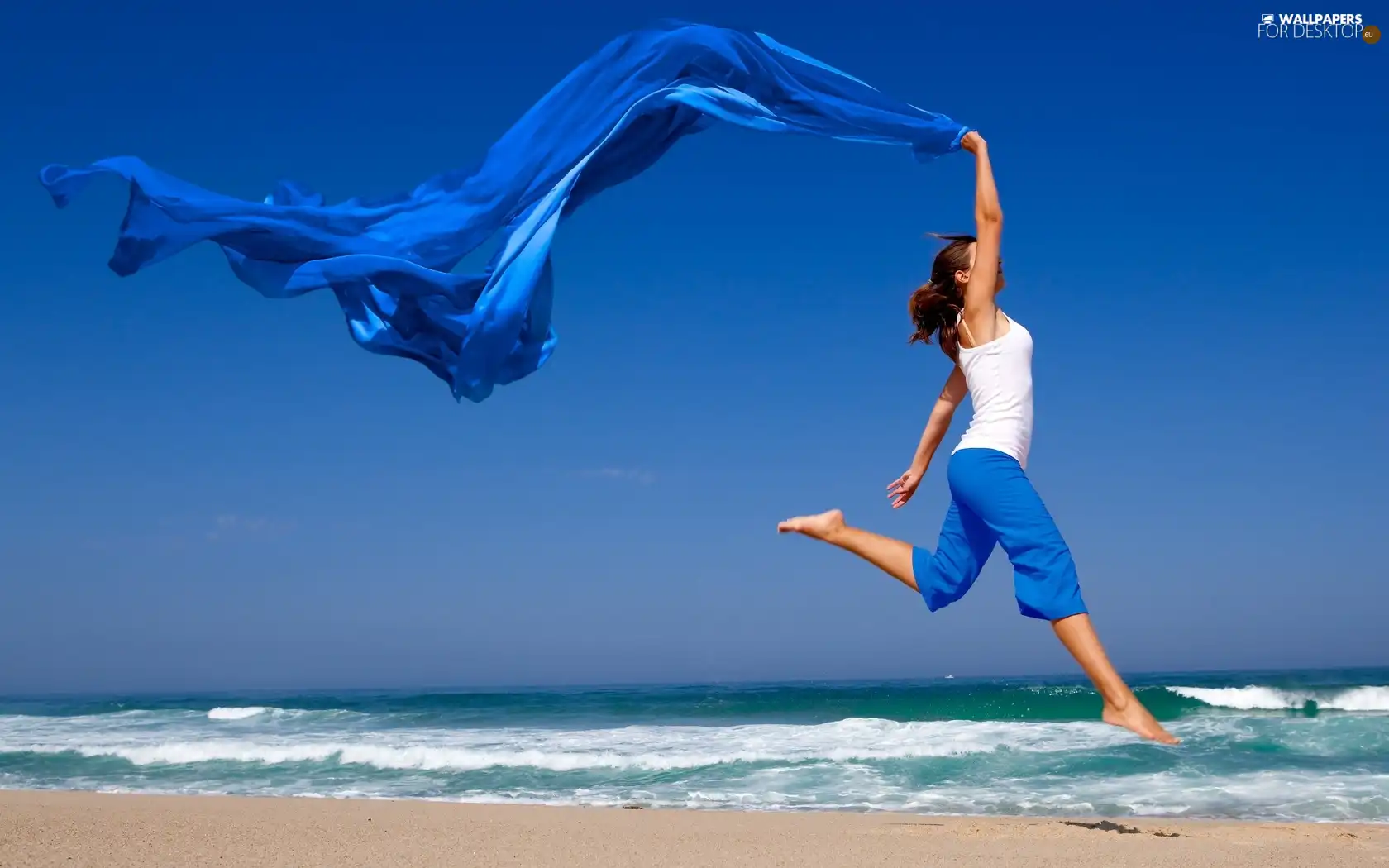 shawl, sea, coast, Women