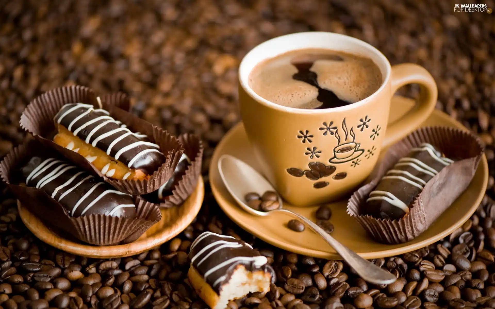 teaspoon, cup, coffee, cookies, grains, plate