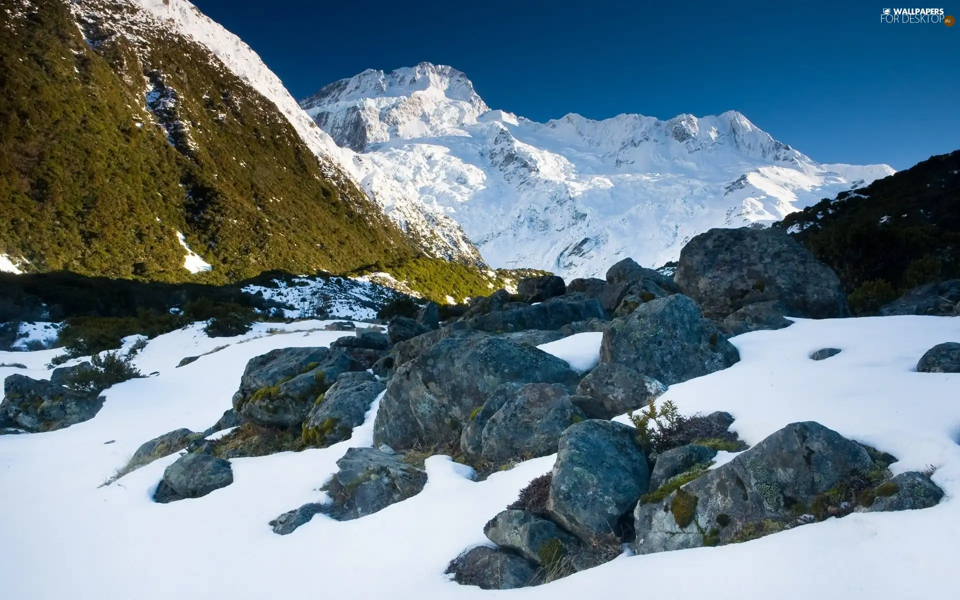 cold, height, rocks, snow, Mountains