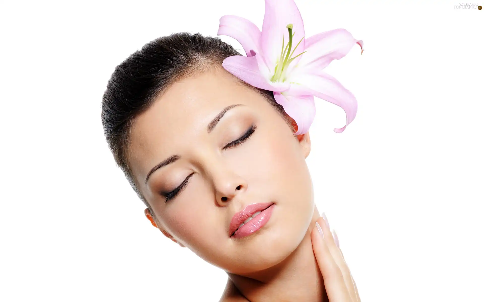 Women, hands, Colourfull Flowers, make-up