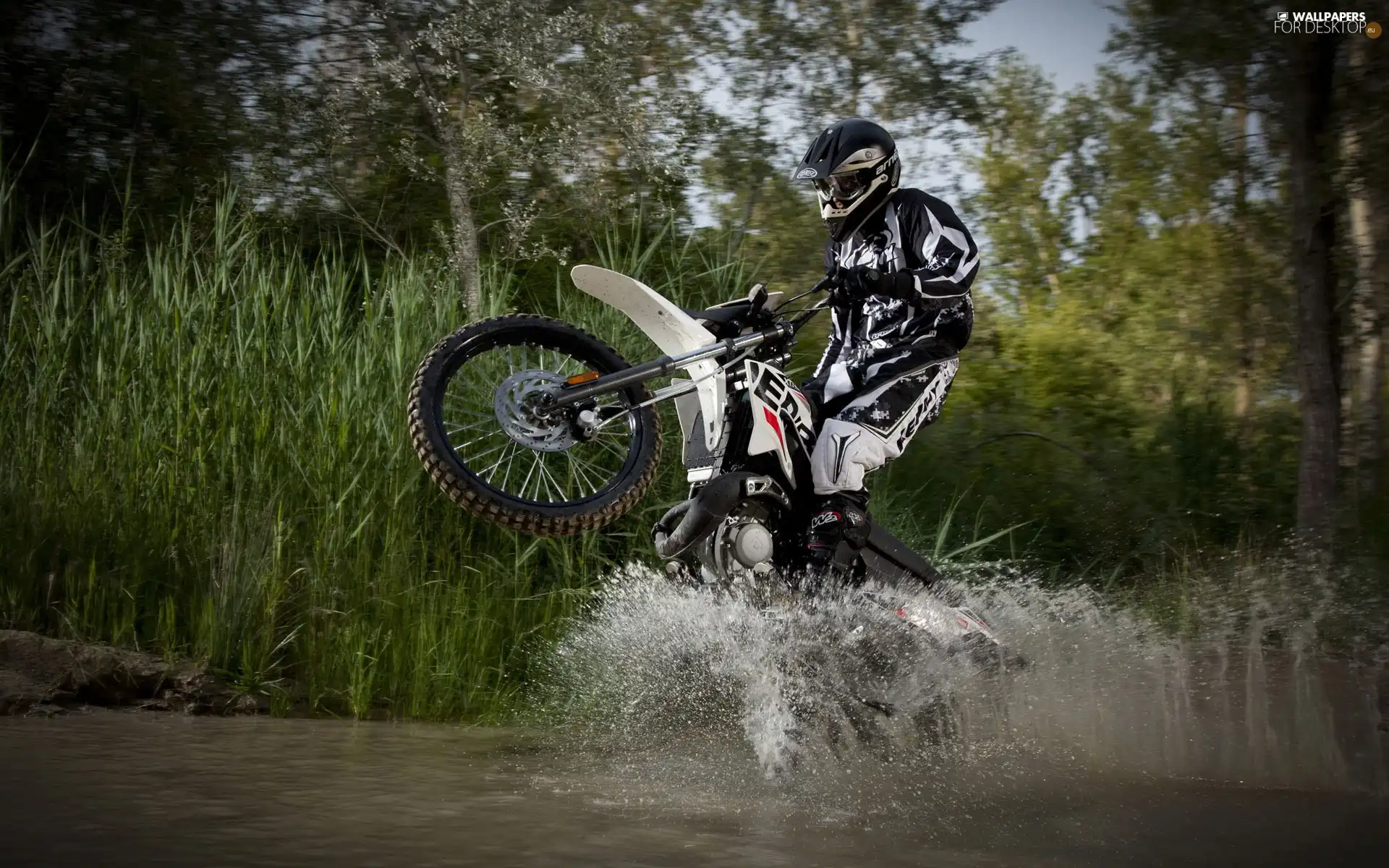 water, Motorcyclist, Cross, cane