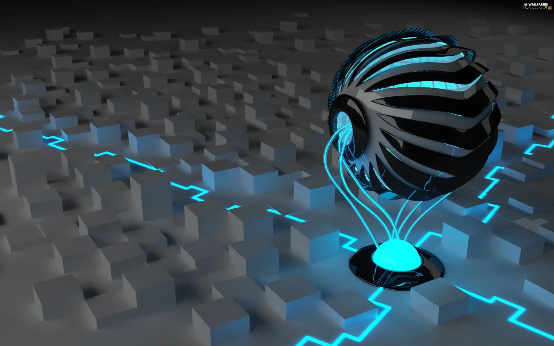 3D, energy, cubes, circle