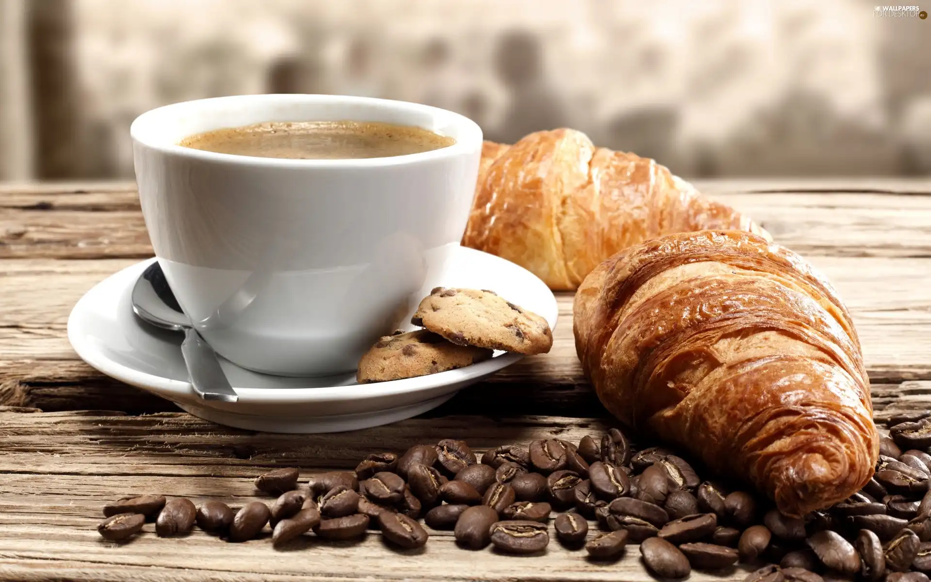 coffee, croissant, Cup, grains