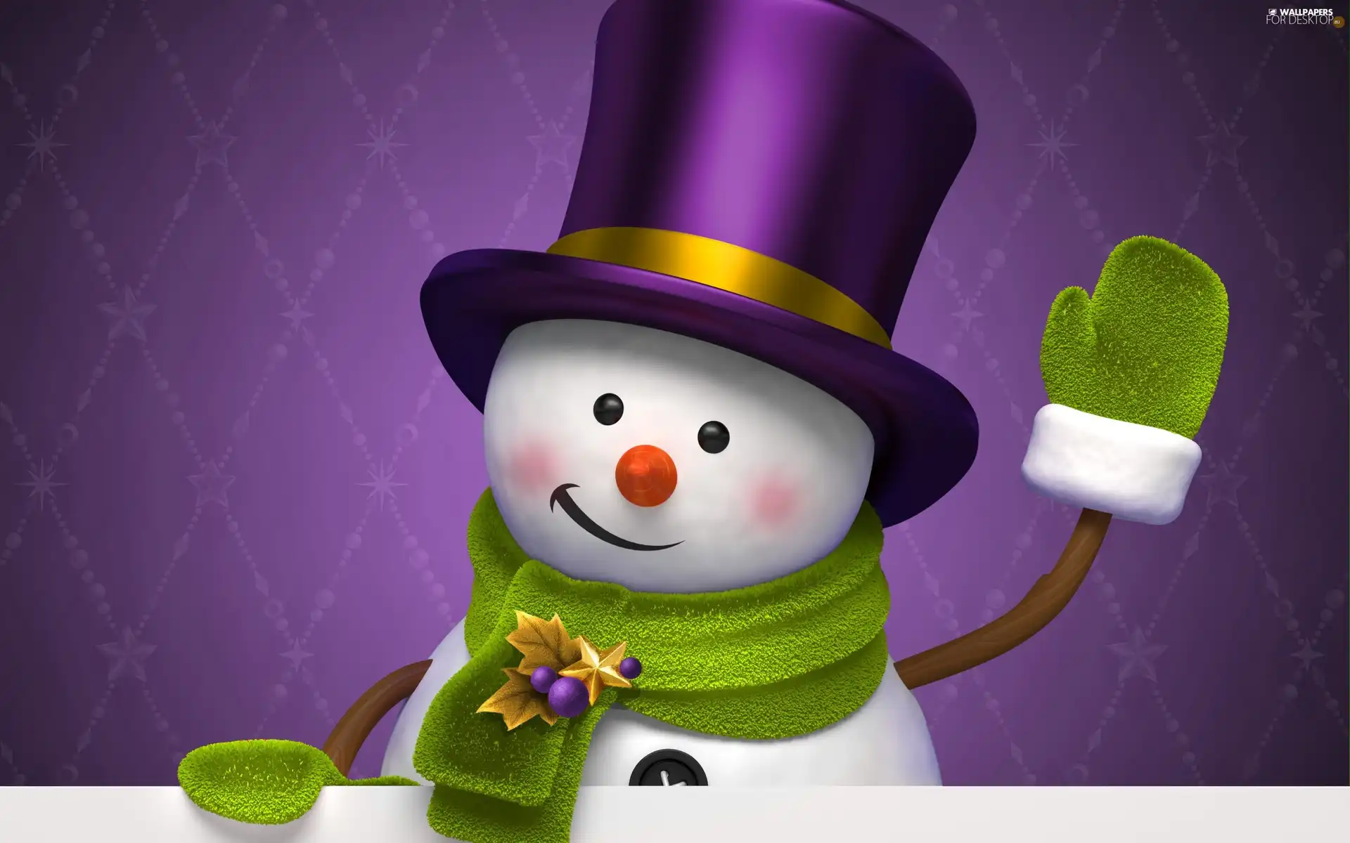 Snowman, Gloves, cylinder, Scarf