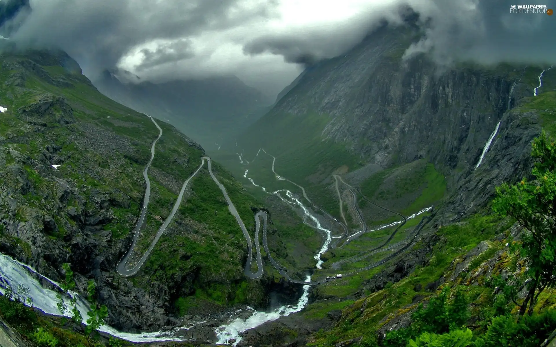 dark, clouds, serpentine, Mountain, Way