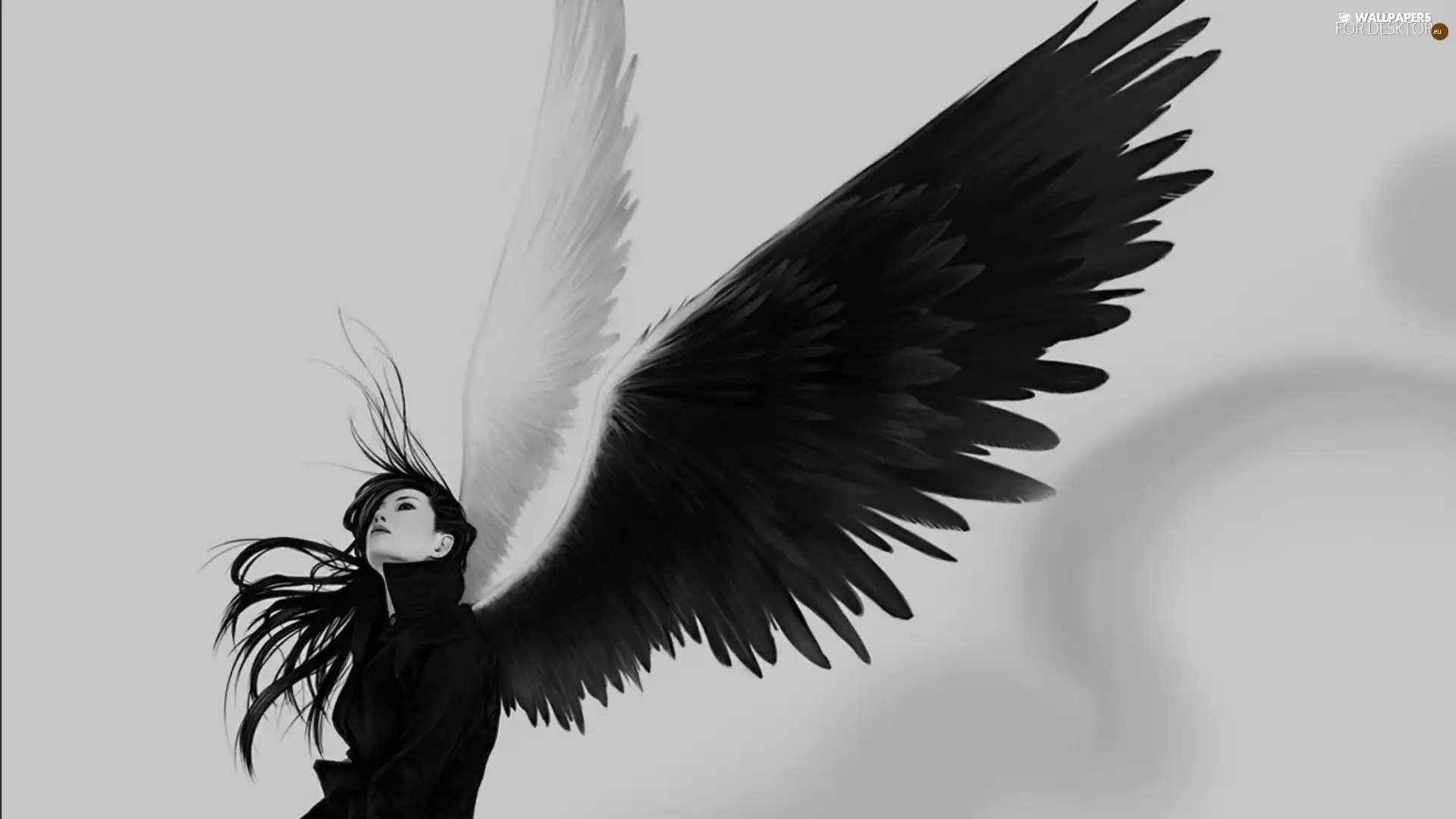 dark, wing, angel, White, Women
