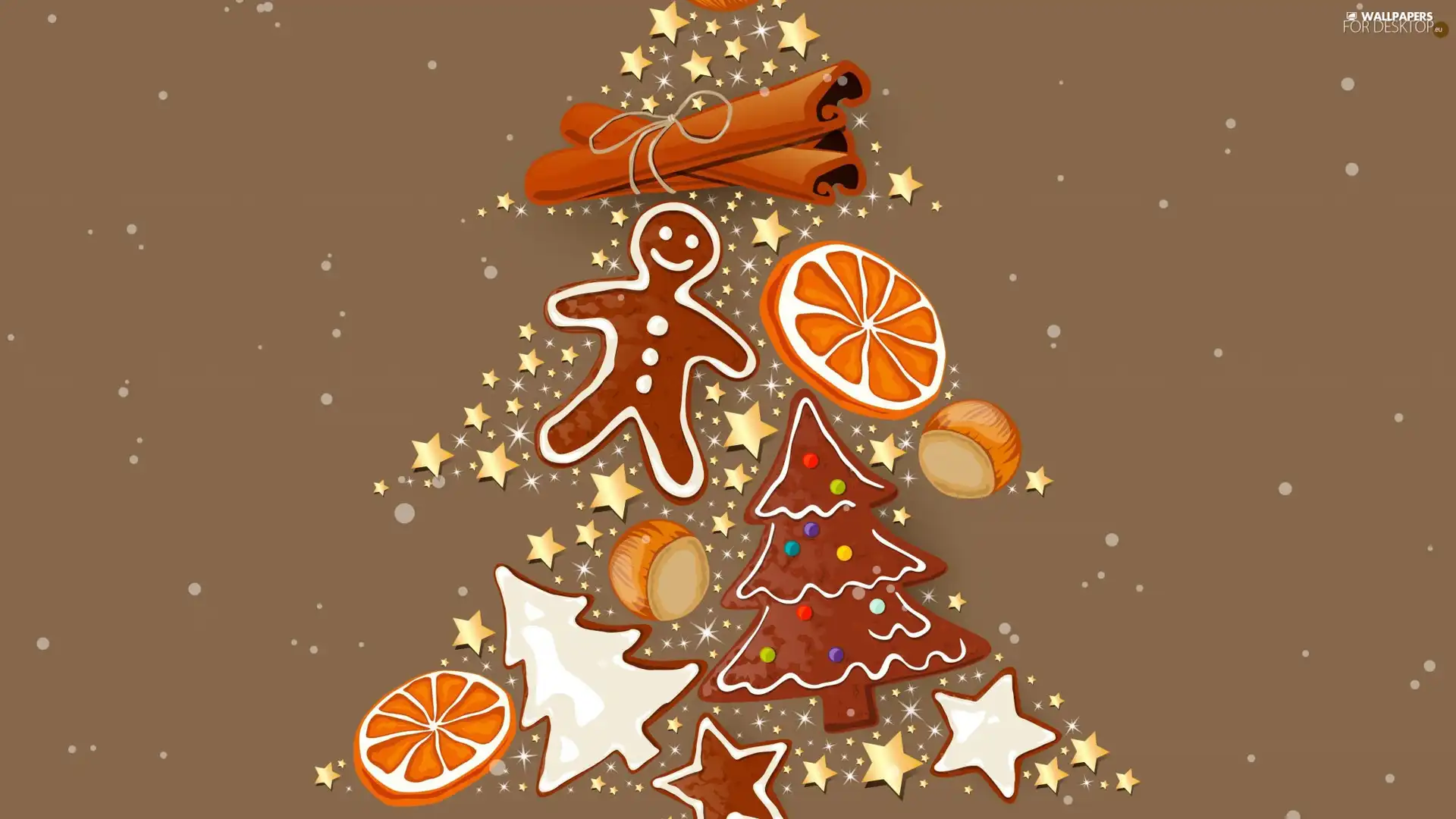 DBZ, graphics, orange, Gingerbreads, Slices, christmas tree