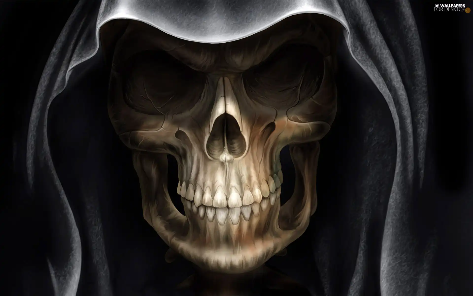 death, skull, hood