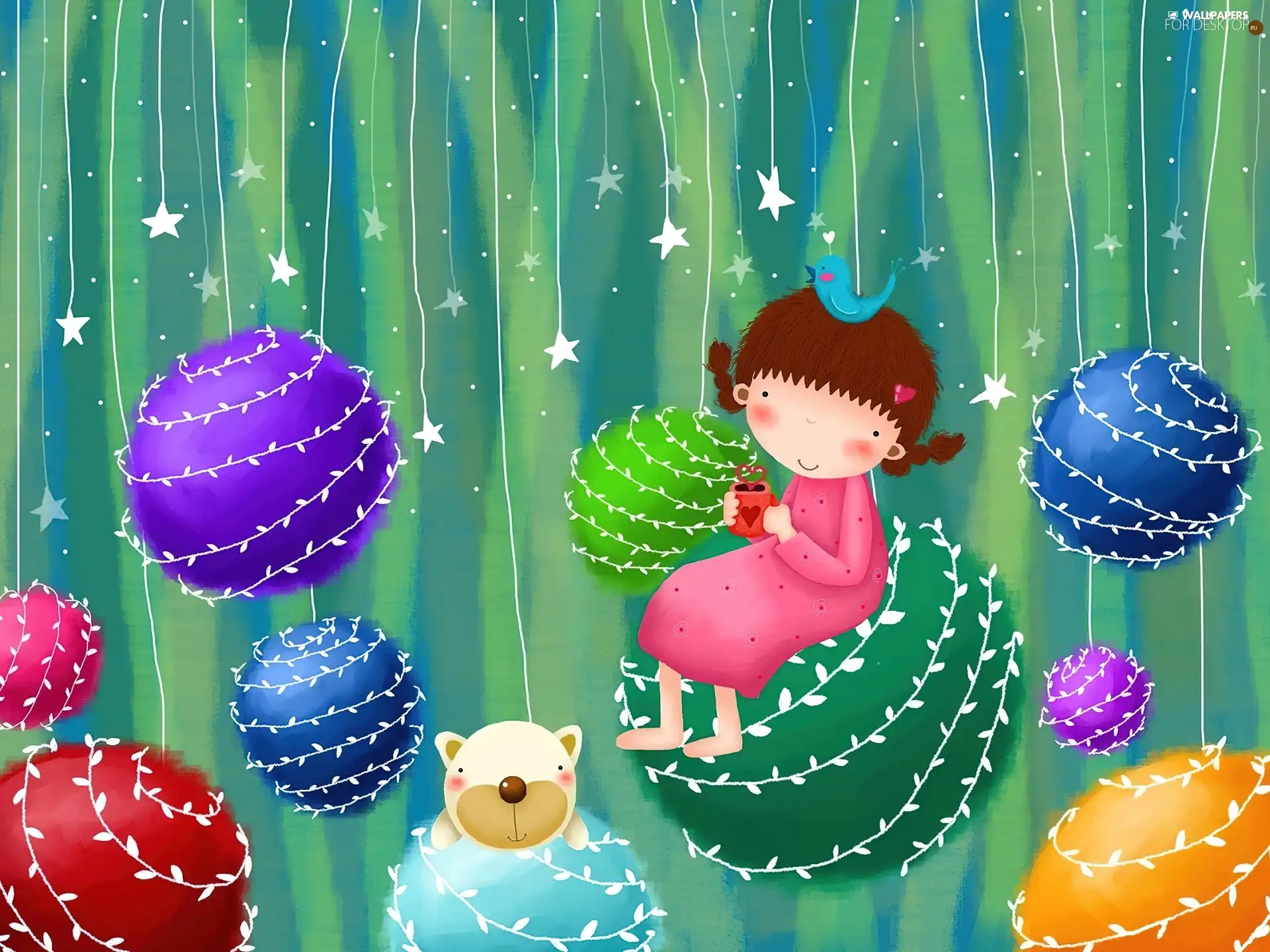 Kid, baubles, decoration, Teddy Bear