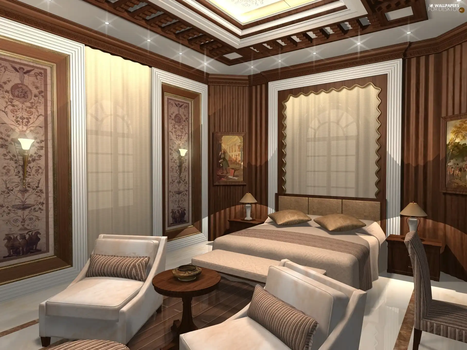 decorative, ceiling, Brown, Bedroom, beige