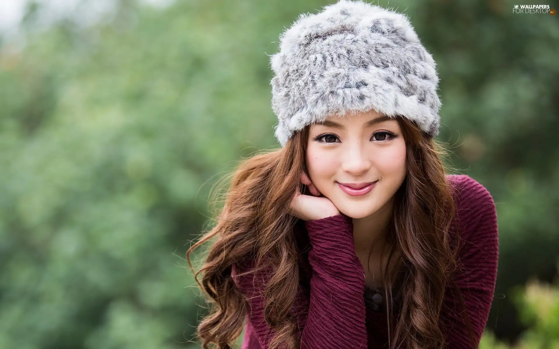 delicate, make-up, girl, Hat, smiling