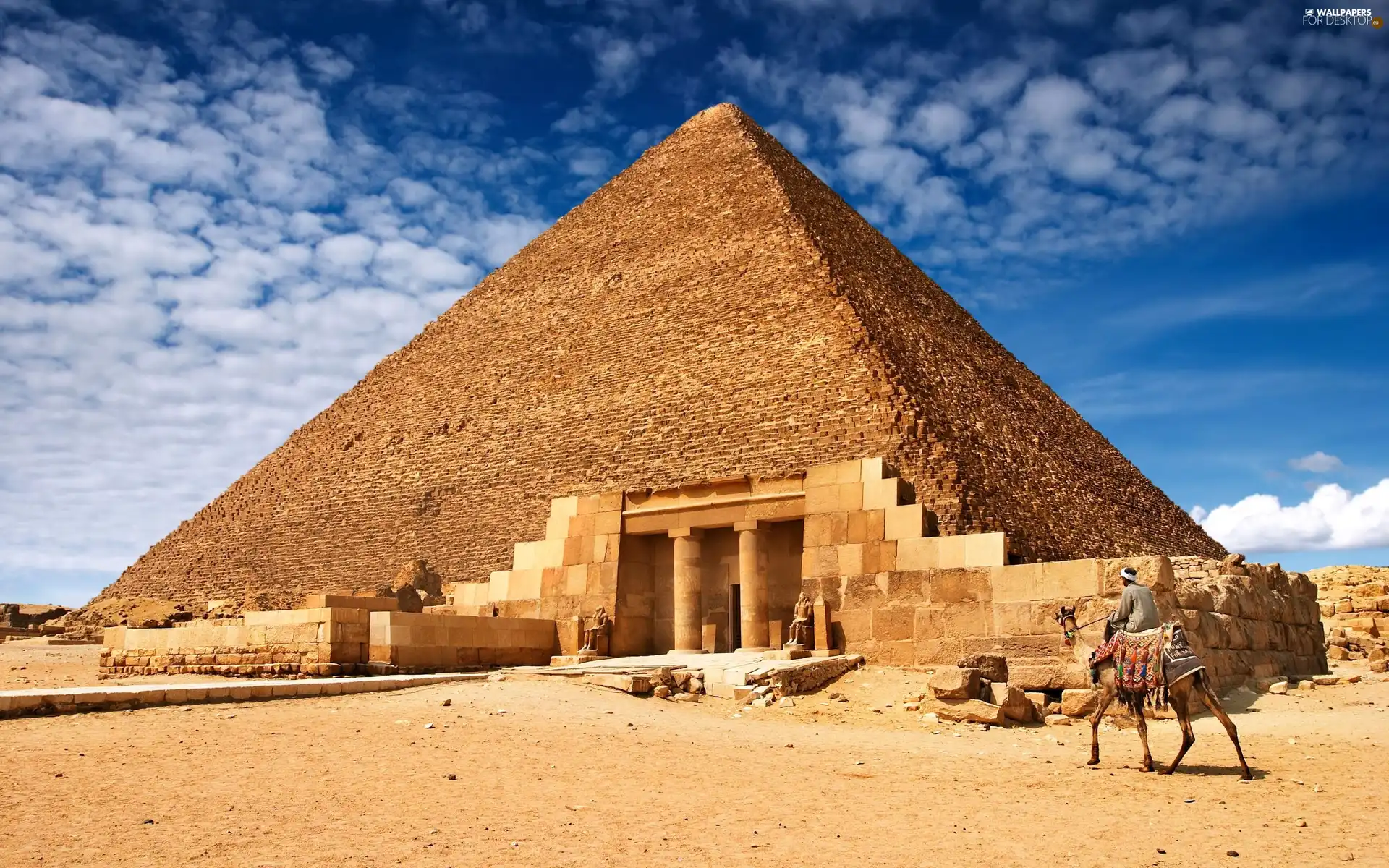 Sky, Pyramid, Desert, clouds