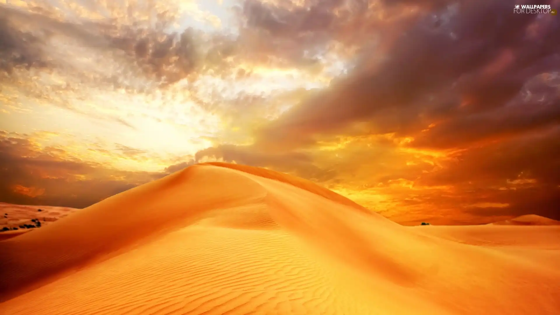 Great Sunsets, Sand, Desert, clouds