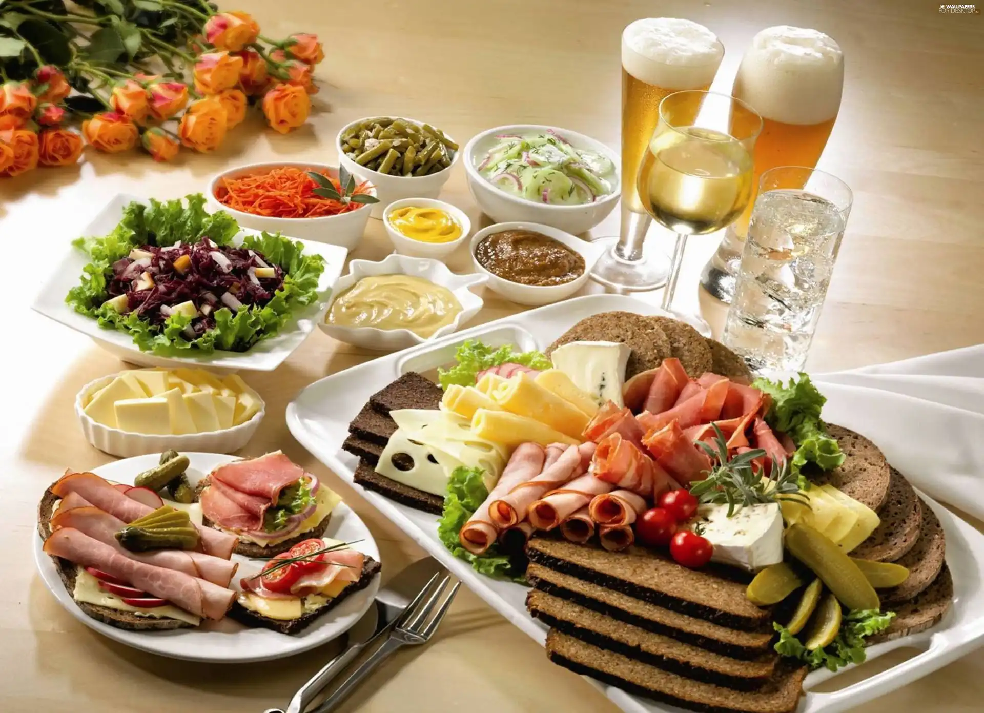 Plates, Beer, dinner, food