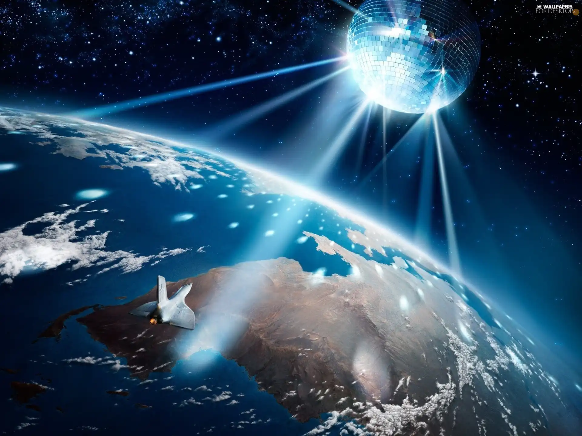 land, Orb, disco, star