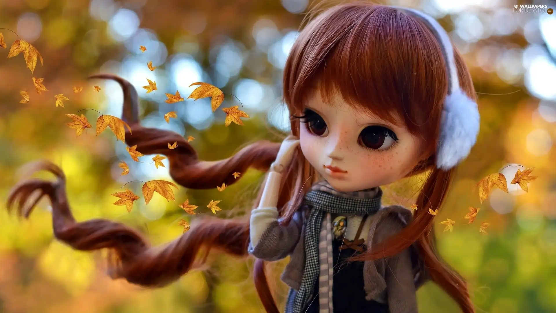 dispelled, doll, Wind, Leaf, Hair, ear-piece