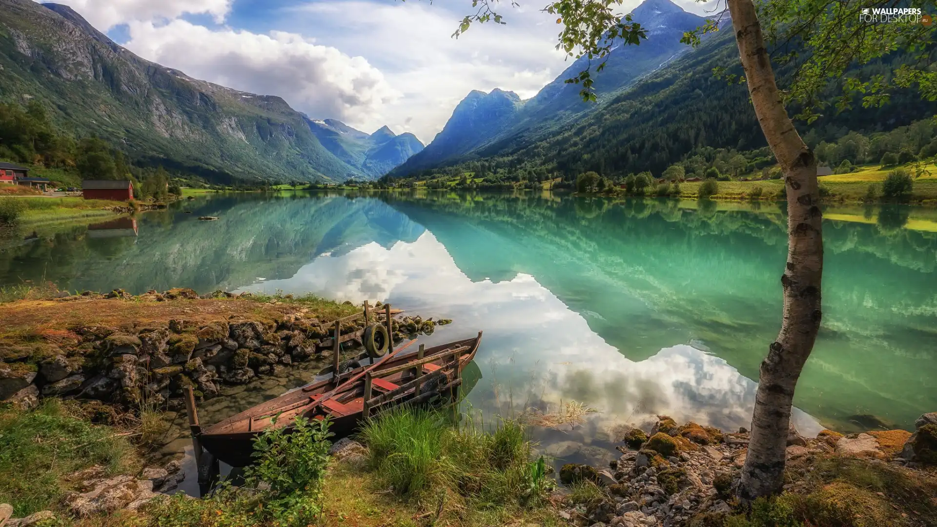 District of Sogn og Fjordane, Norway, coast, Fiord Sognefjorden, Boat