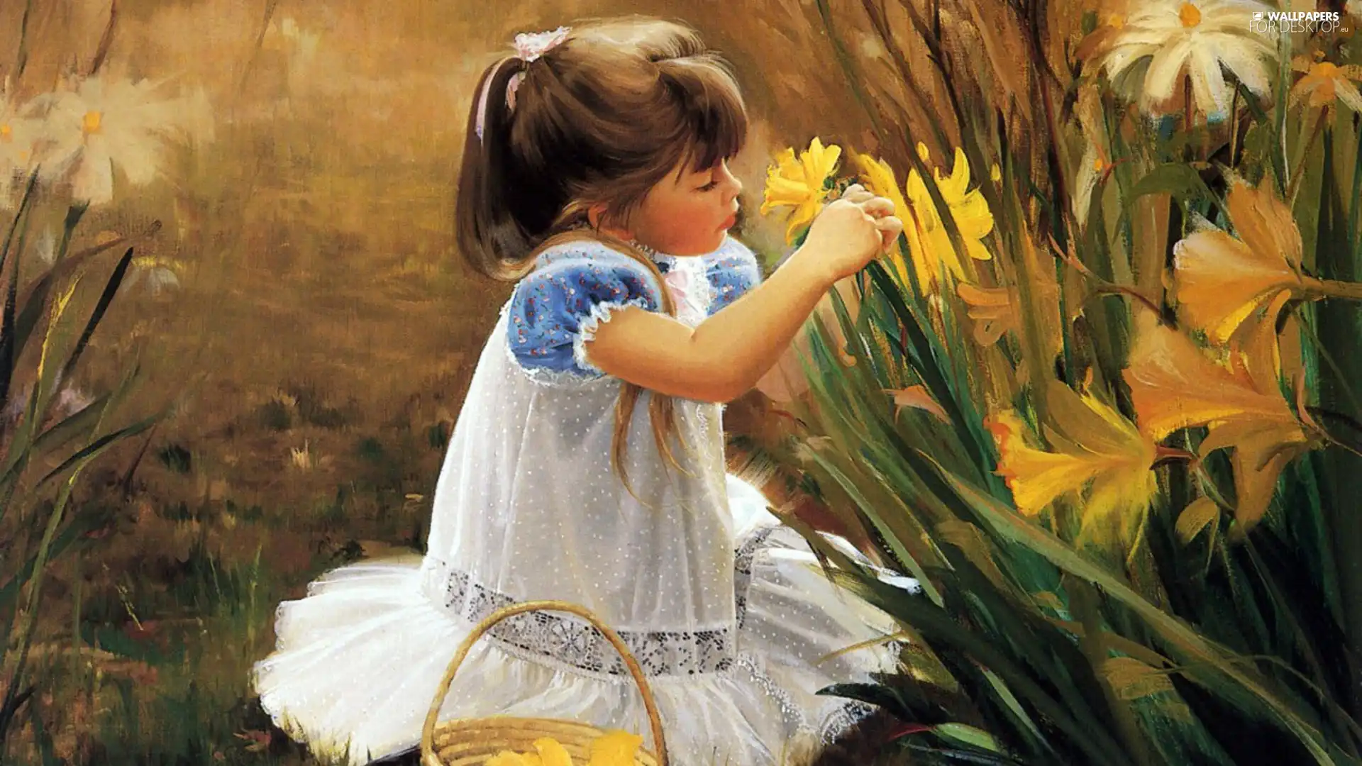 girl, copy, Donald Zolan, Daffodils