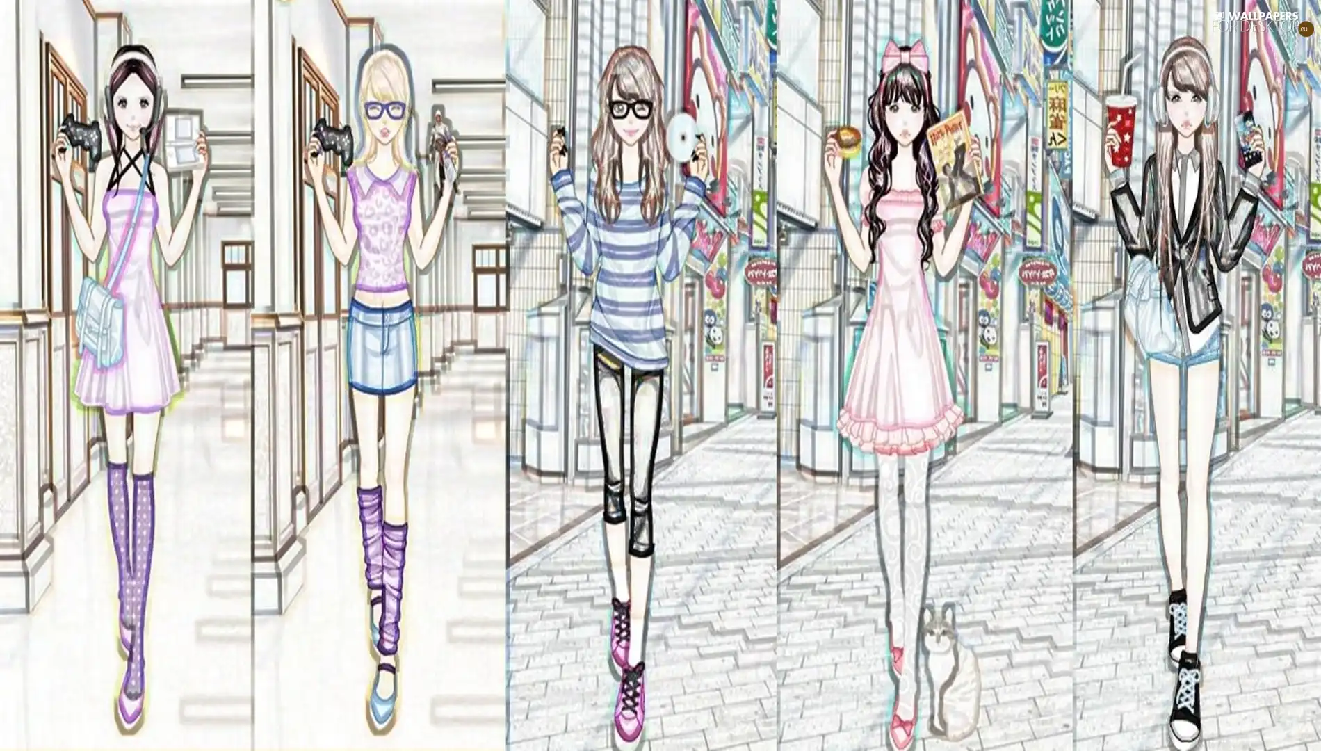 Girls, graphics, Draft, dressup