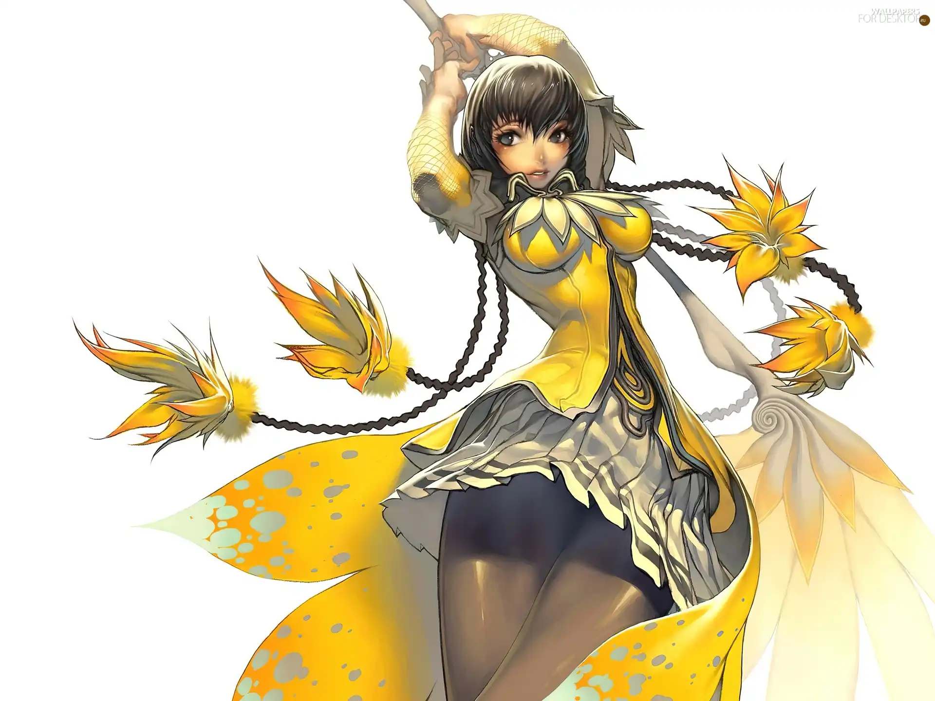 girl, Yellow Honda, Dress, pigtail