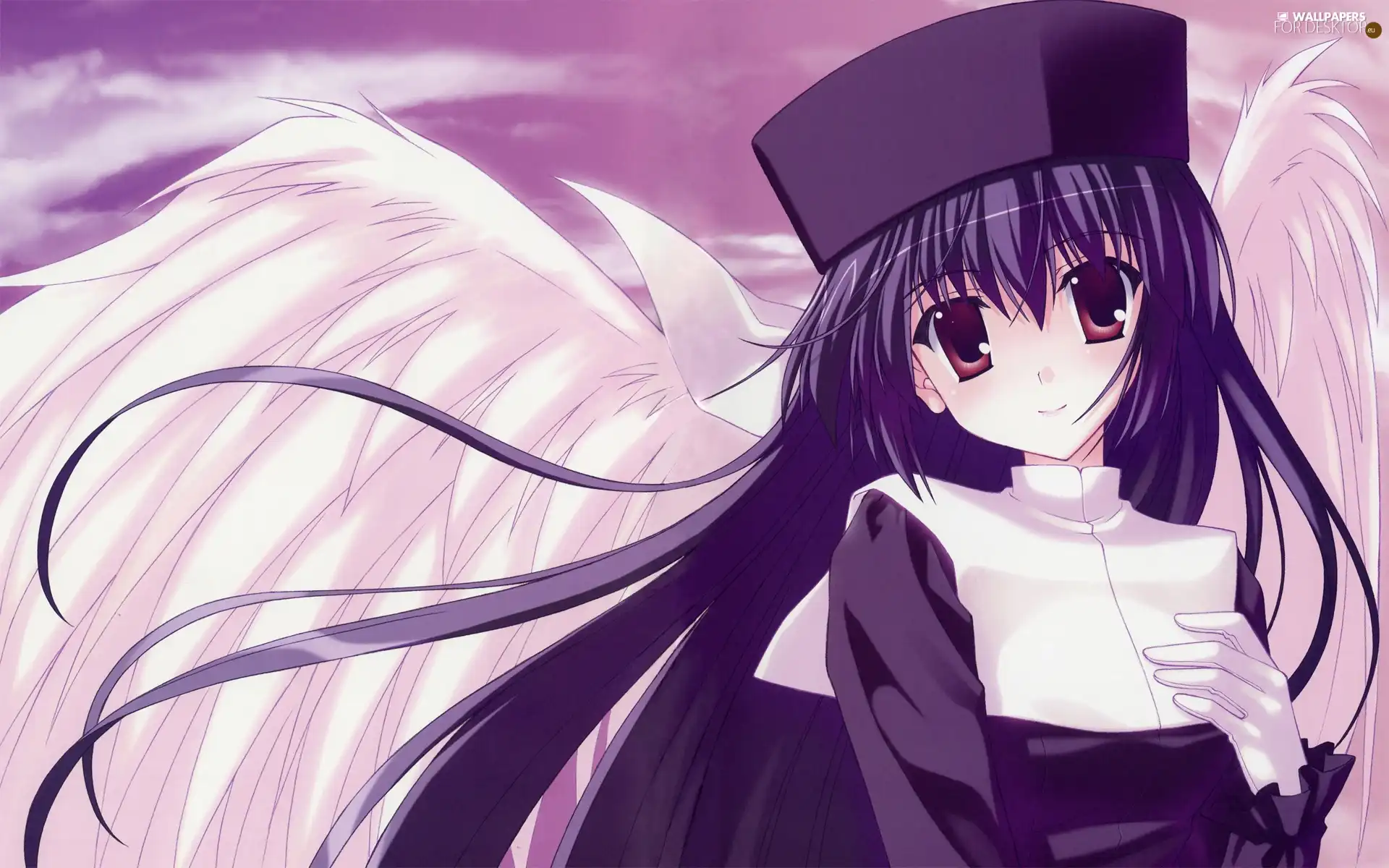 girl, Violet, Dress, angel