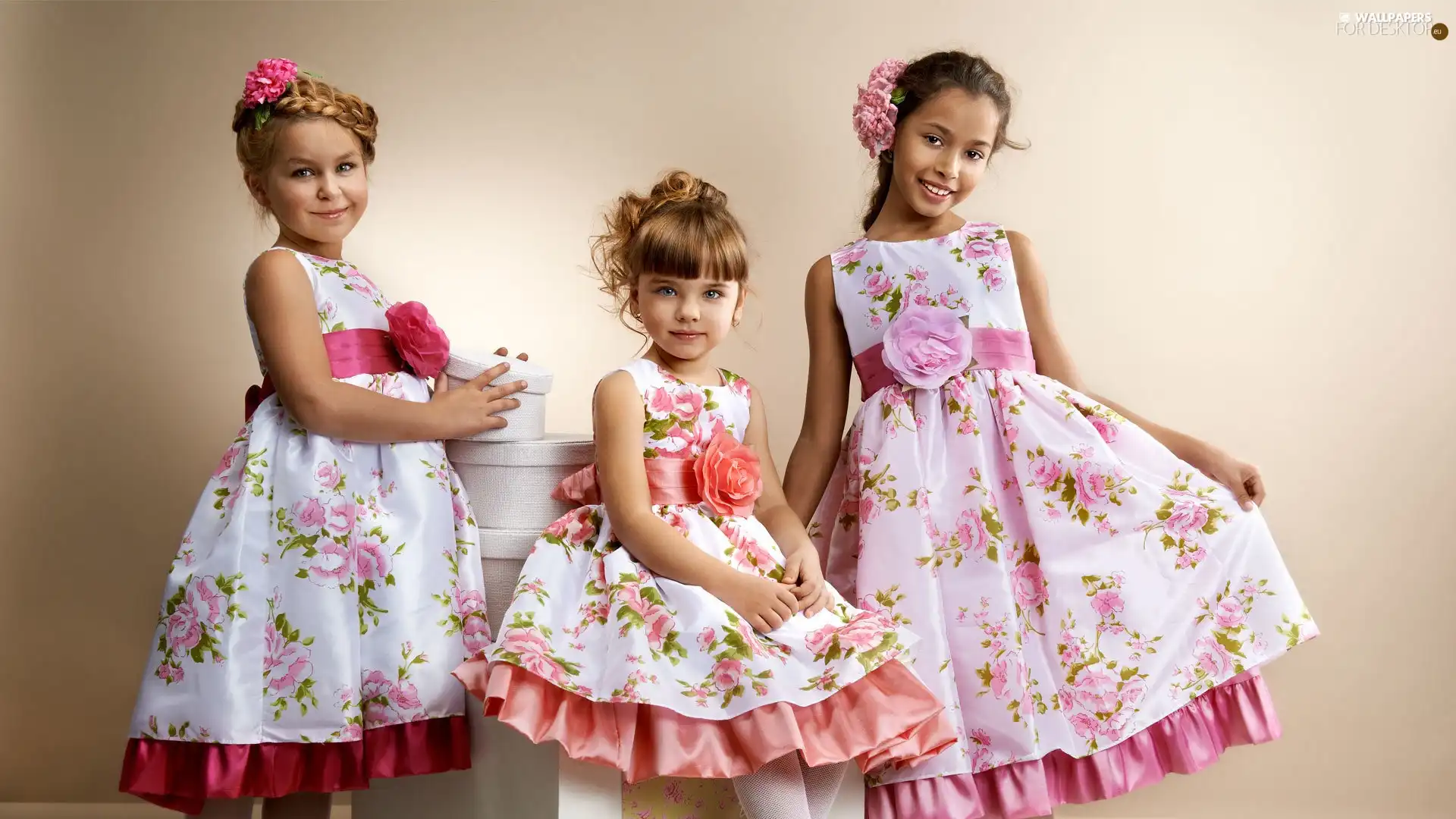 dresses, Three, girls