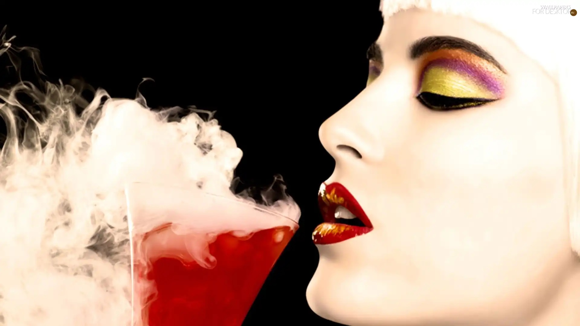 Women, smoky, drink, make-up