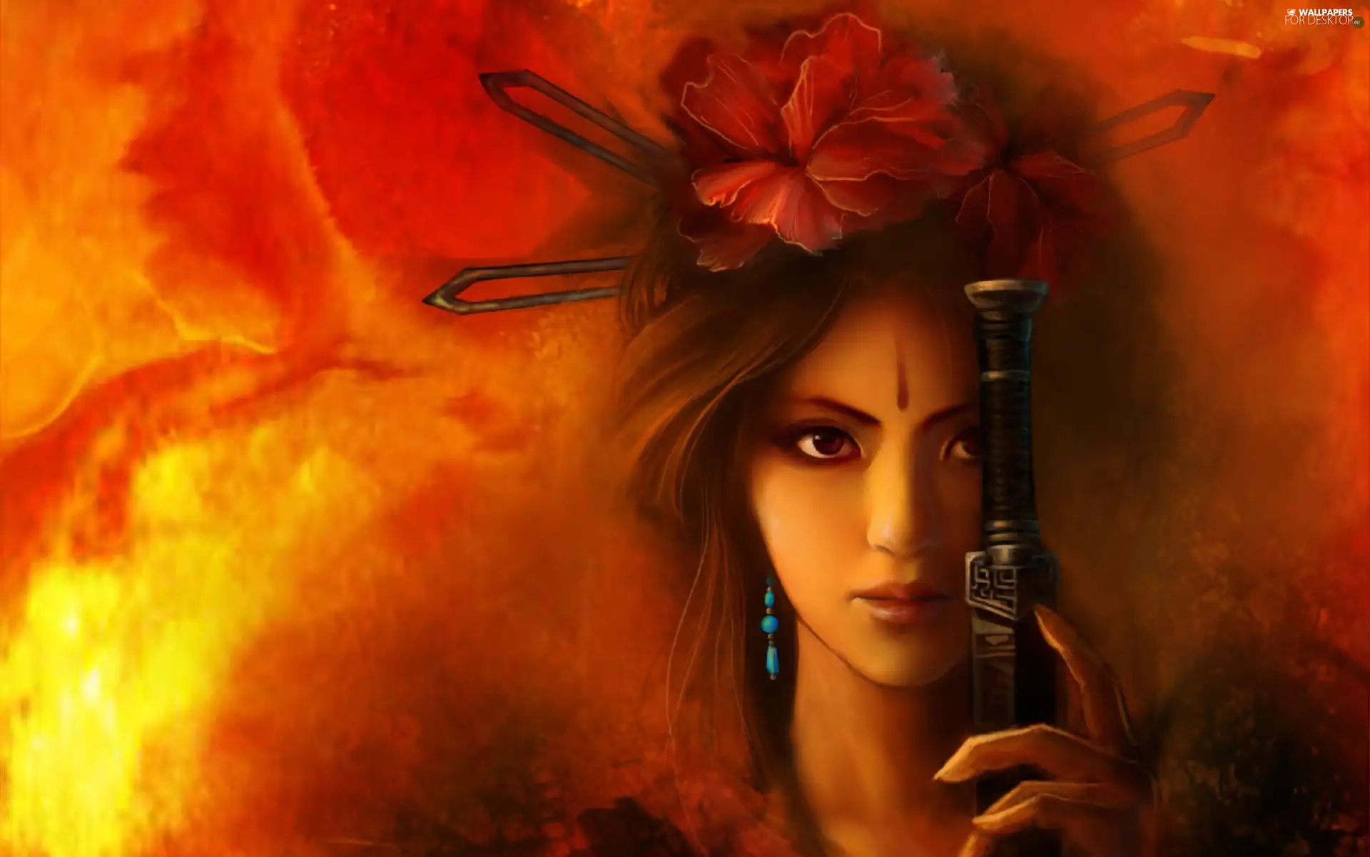 Flower, Women, ear-ring