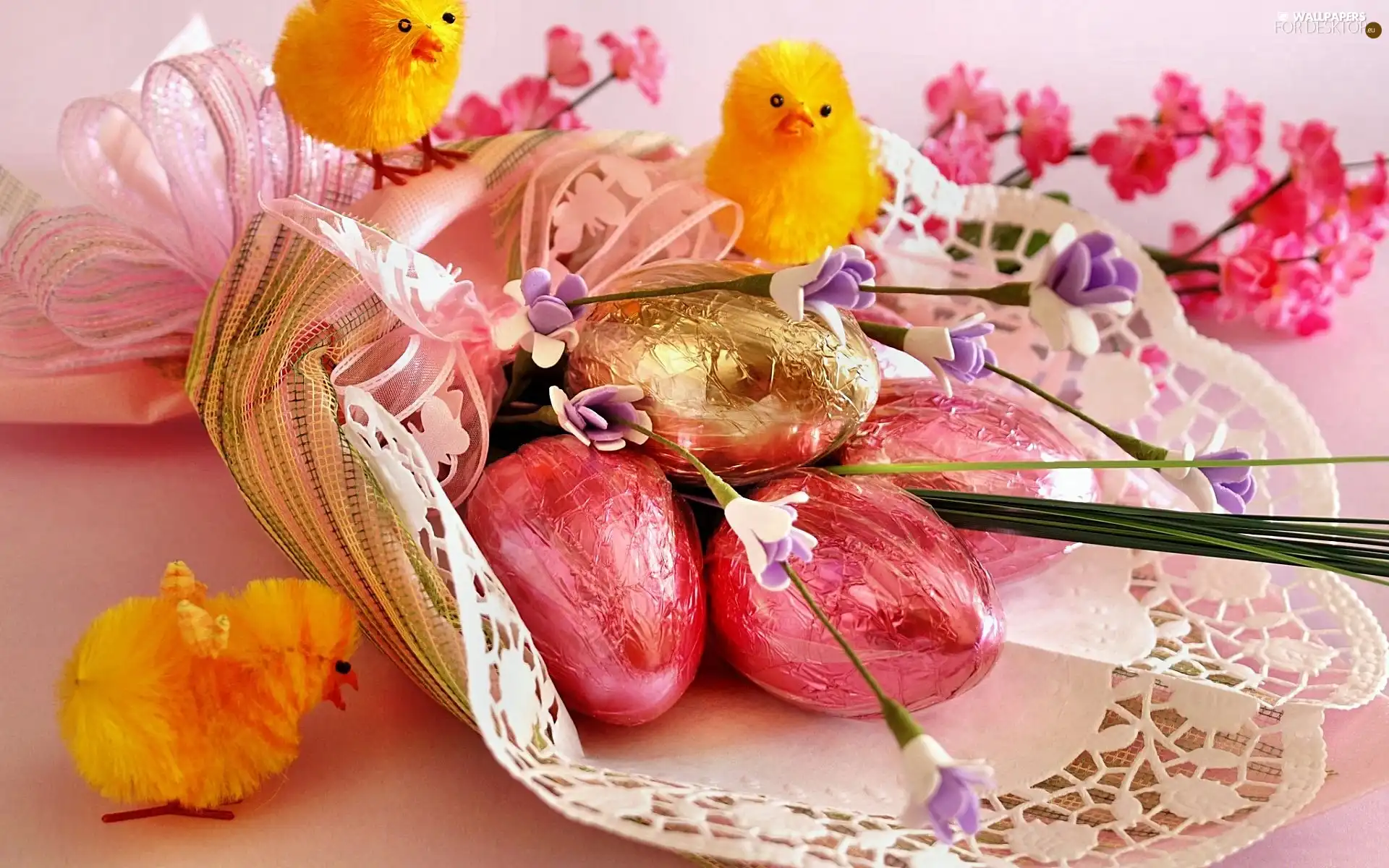 chickens, Flowers, Easter, eggs