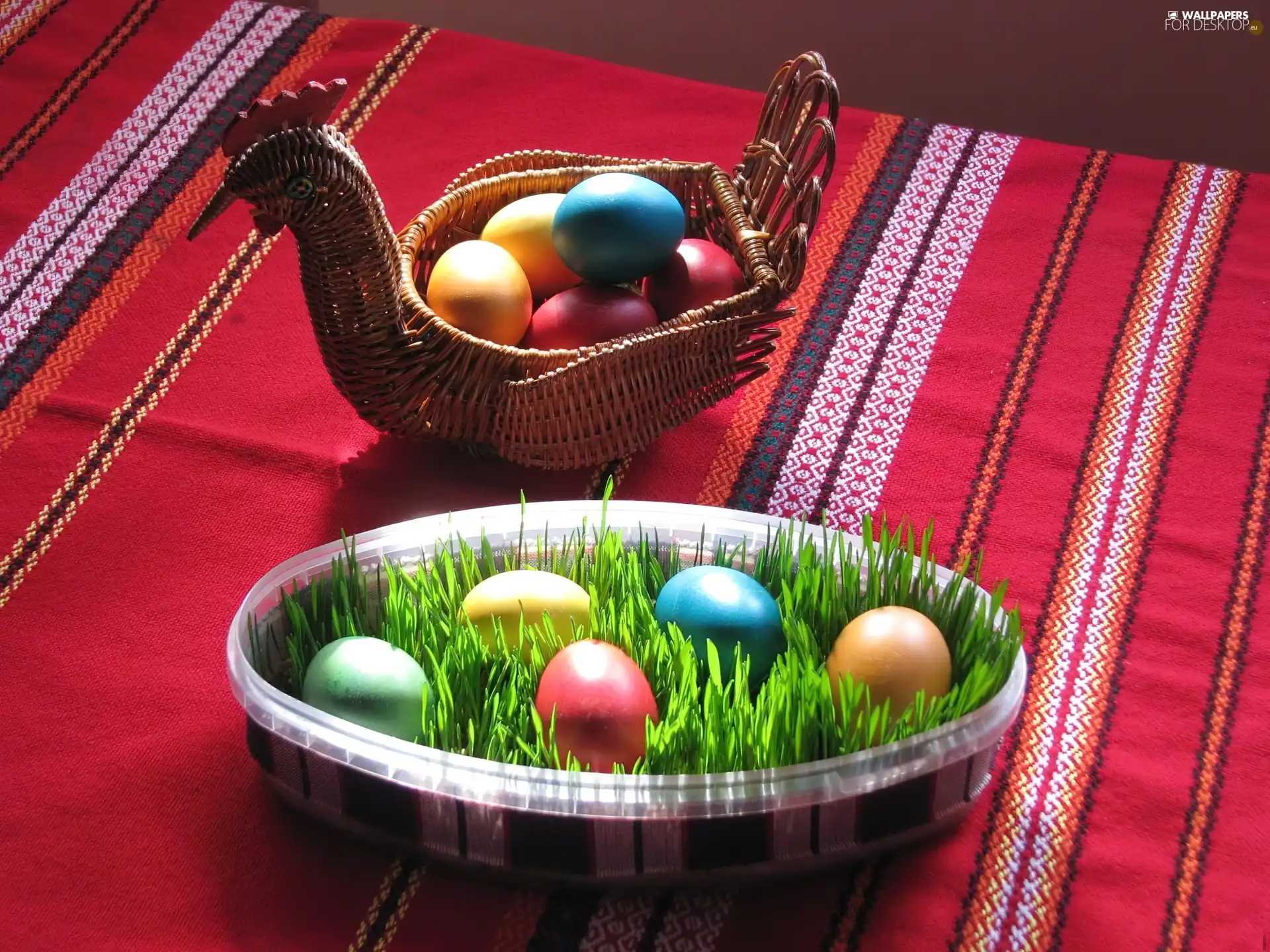 easter, basket, eggs