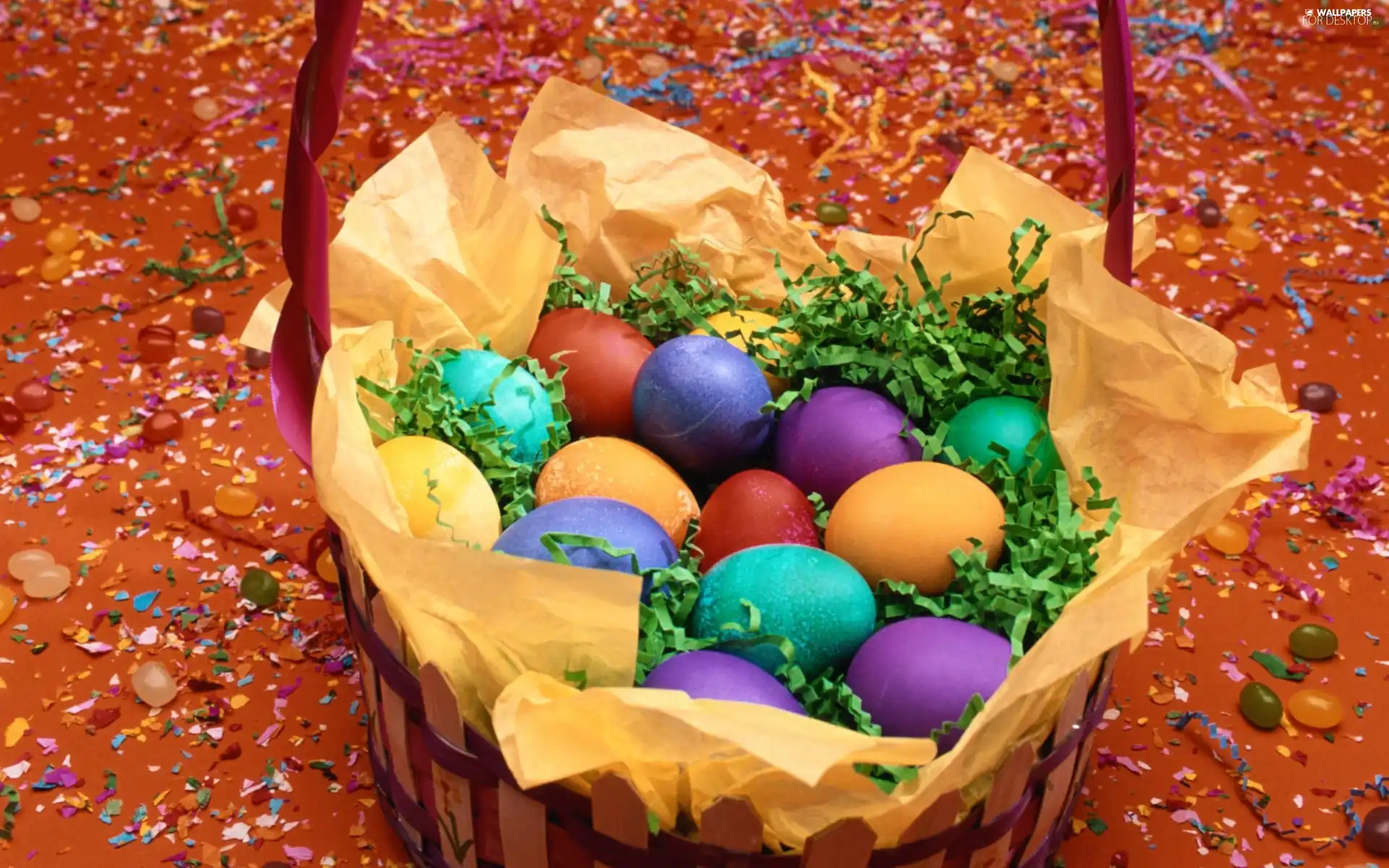 Easter, basket, eggs