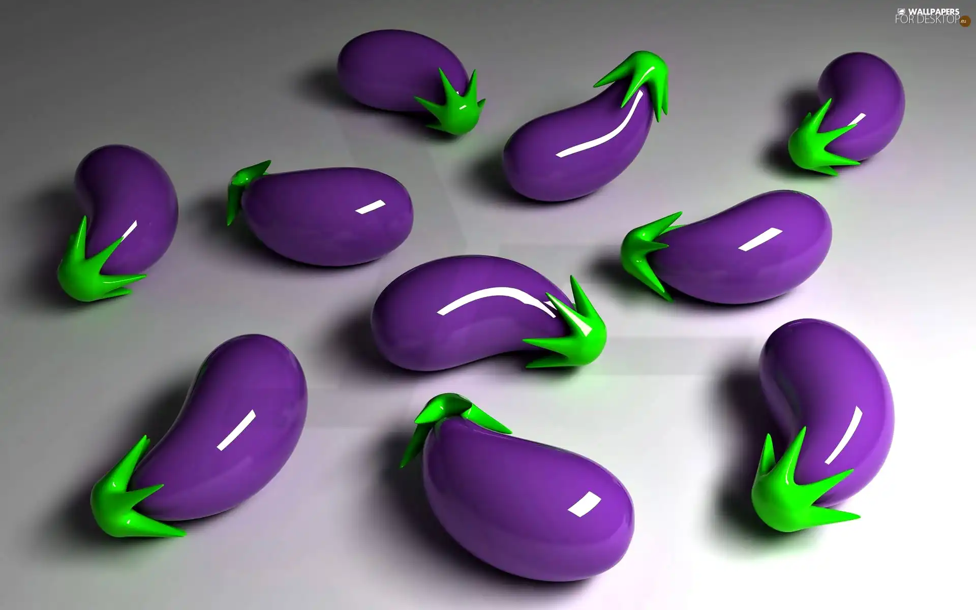 Eggplants, purple, plastic