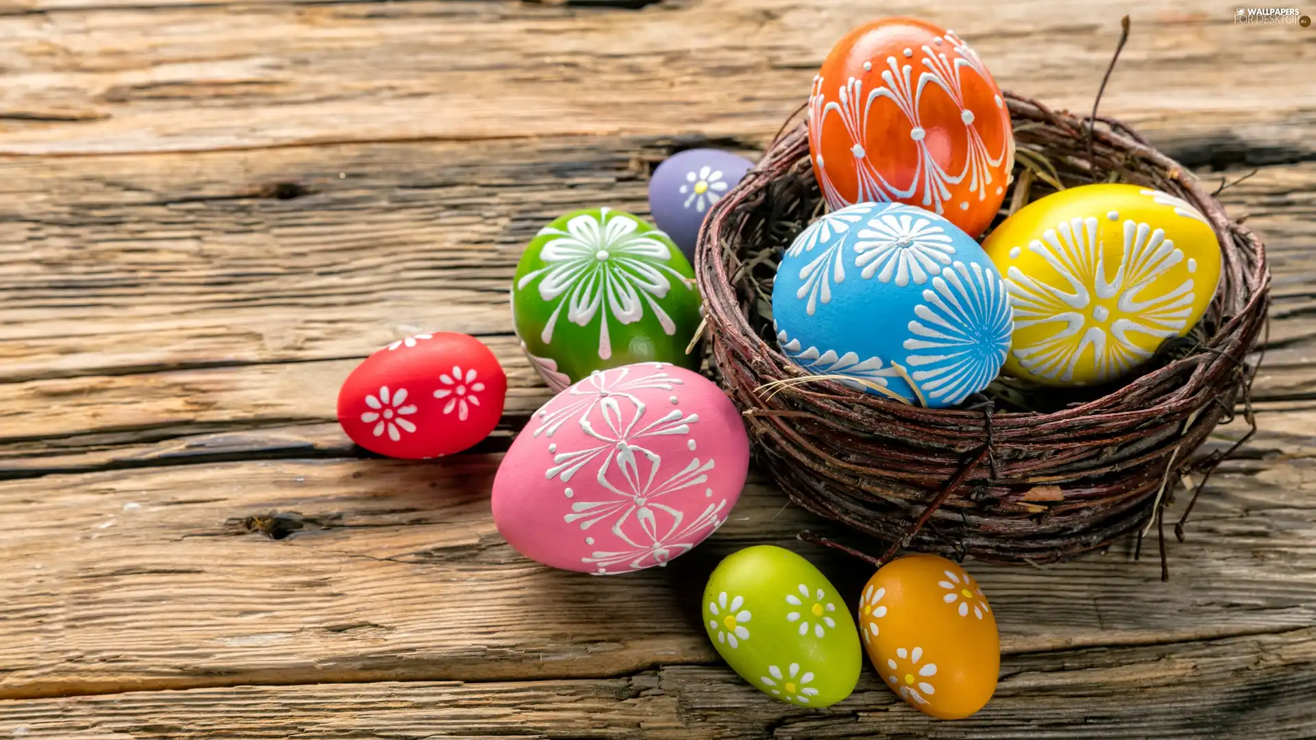 Easter, basket, eggs, decoration