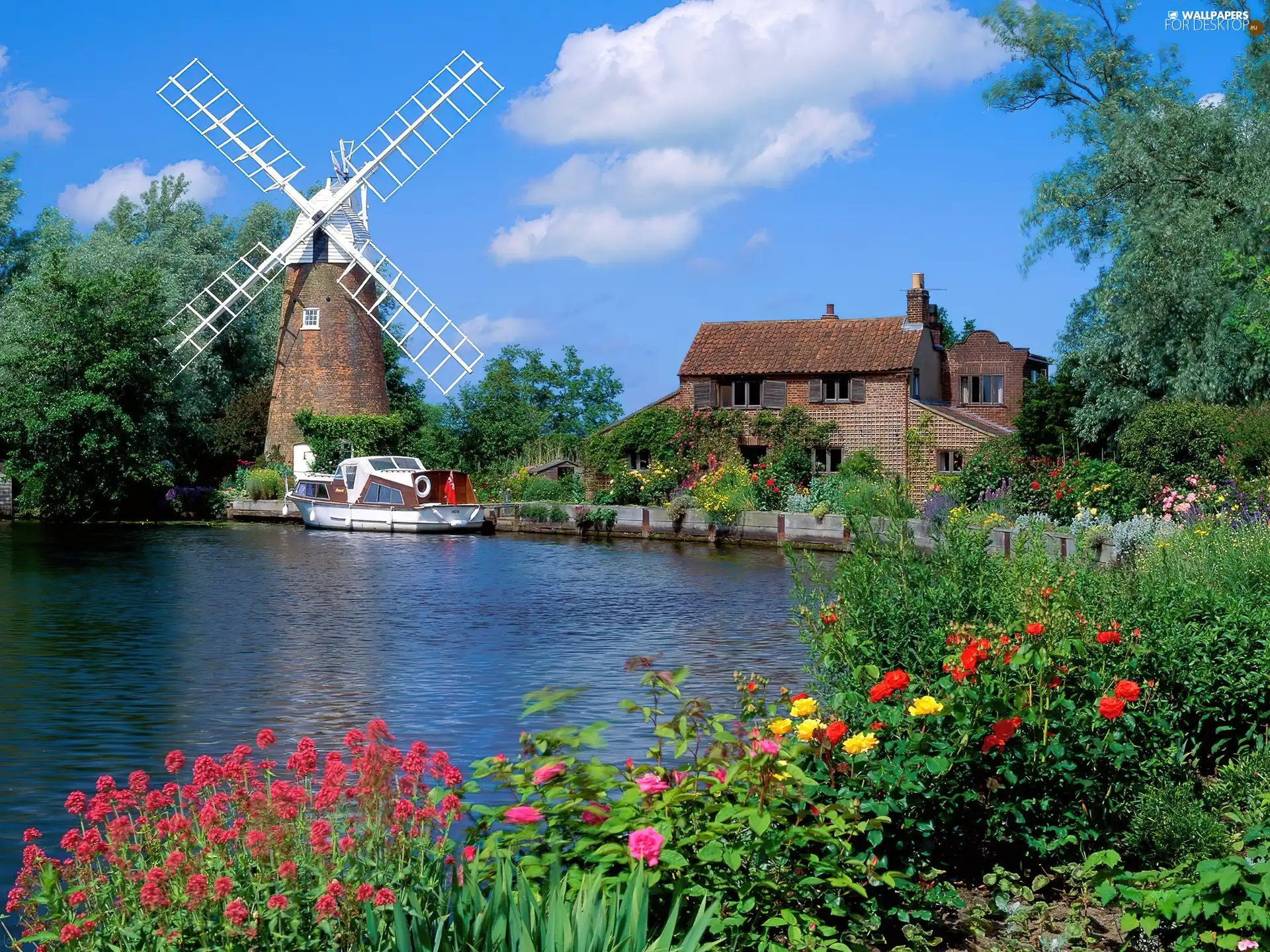 England, Windmill, River