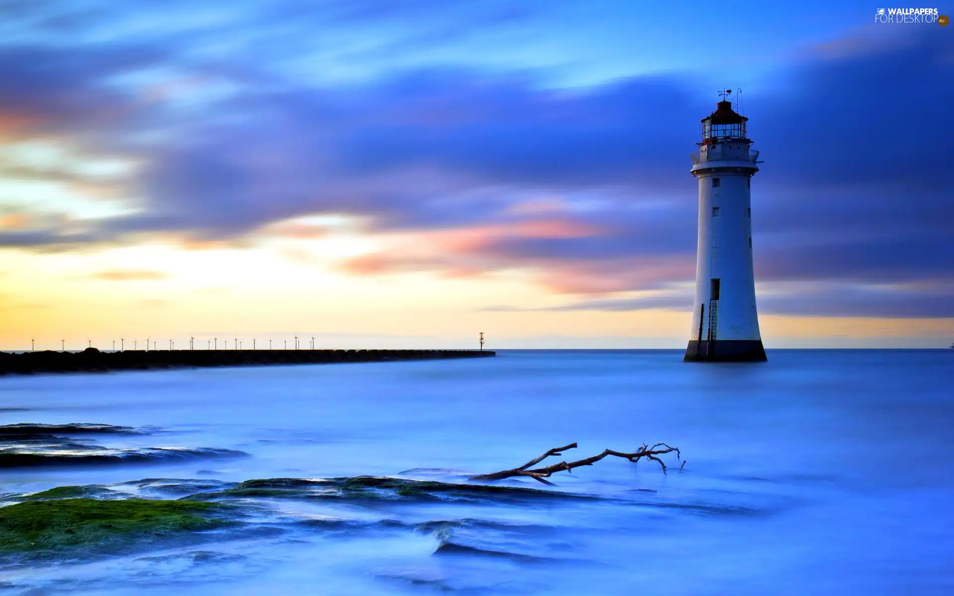 evening, Lighthouses, sea