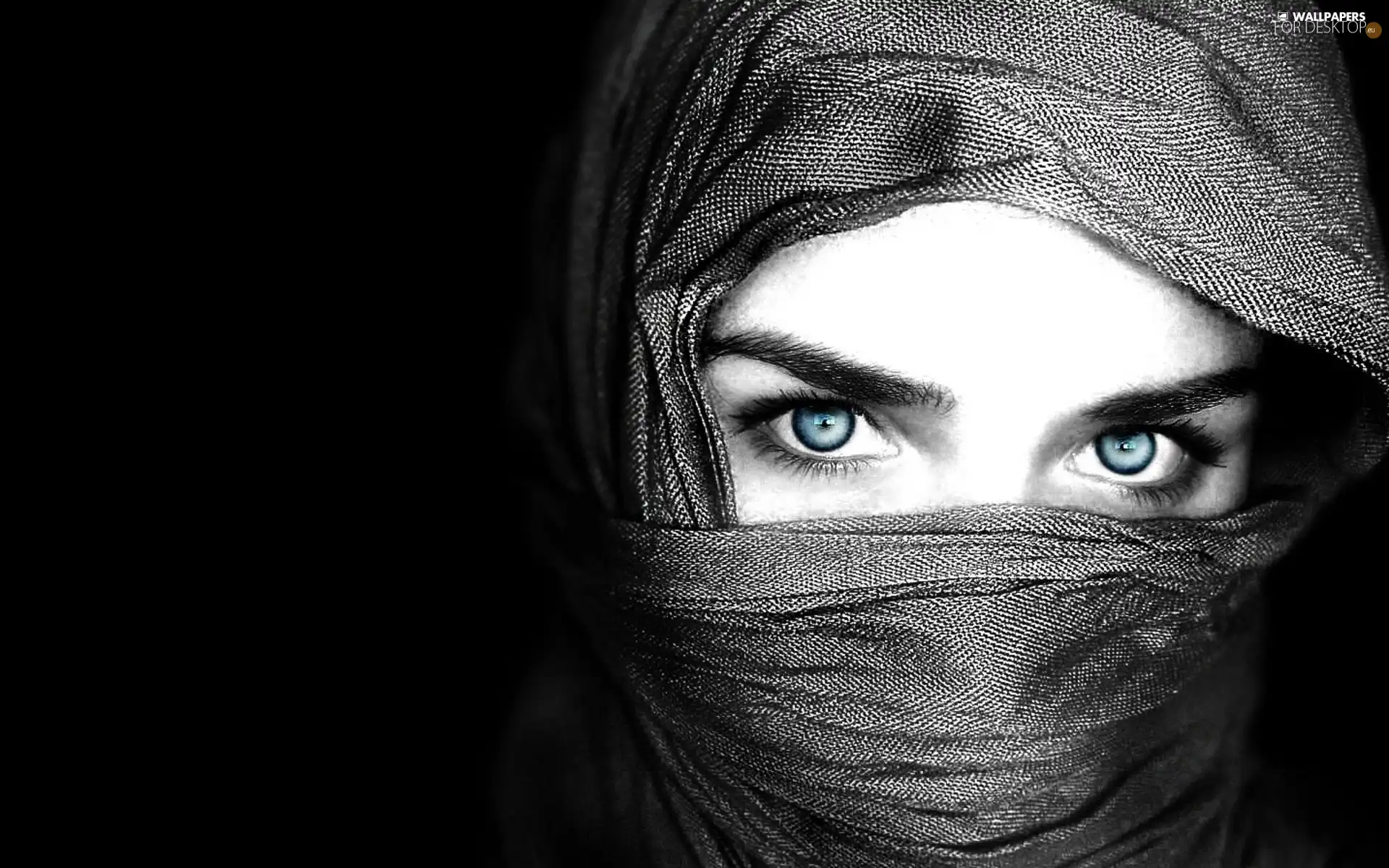 shawl, Blue, Eyes, Women