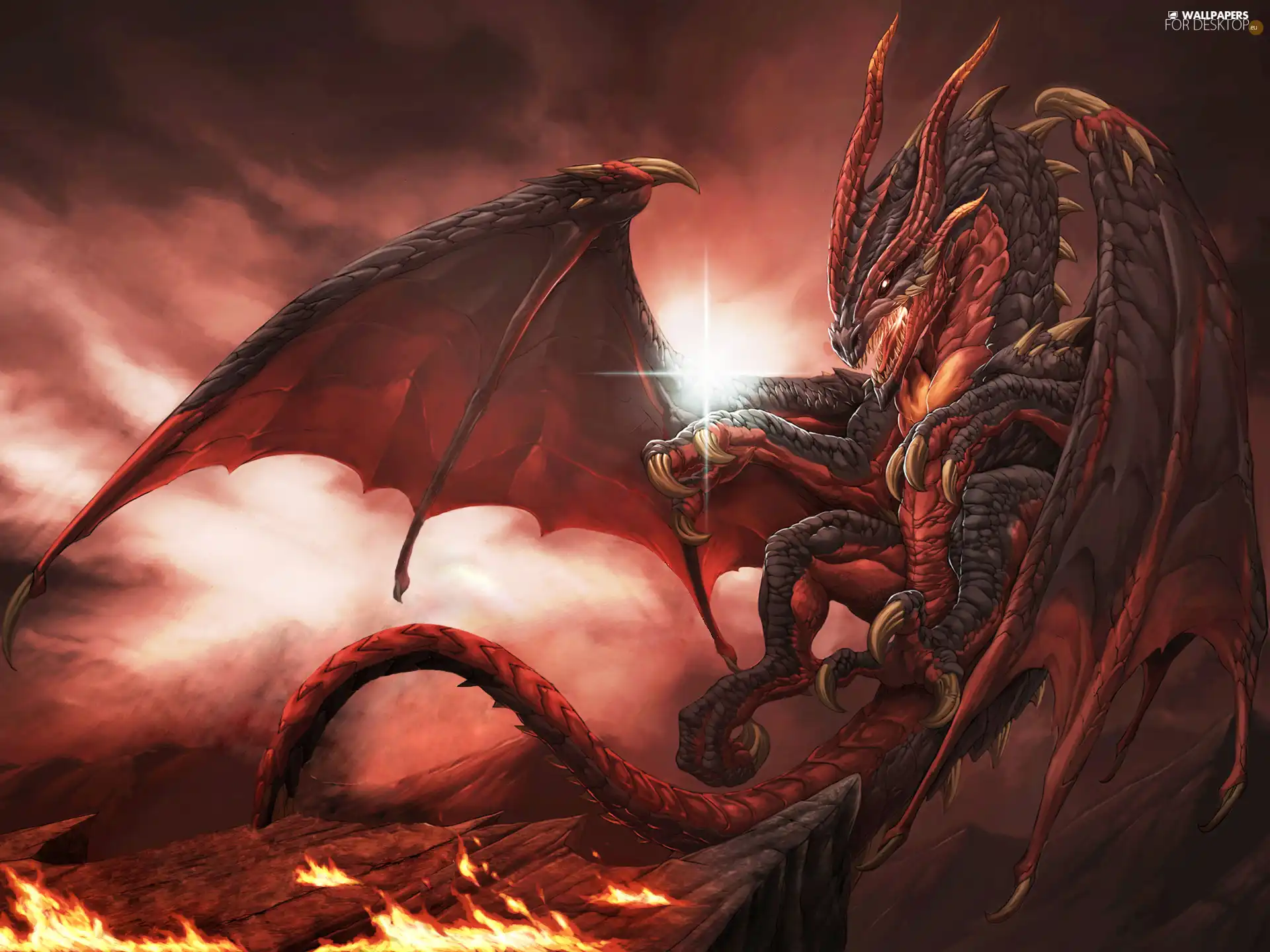 fantasy, Red, Dragon