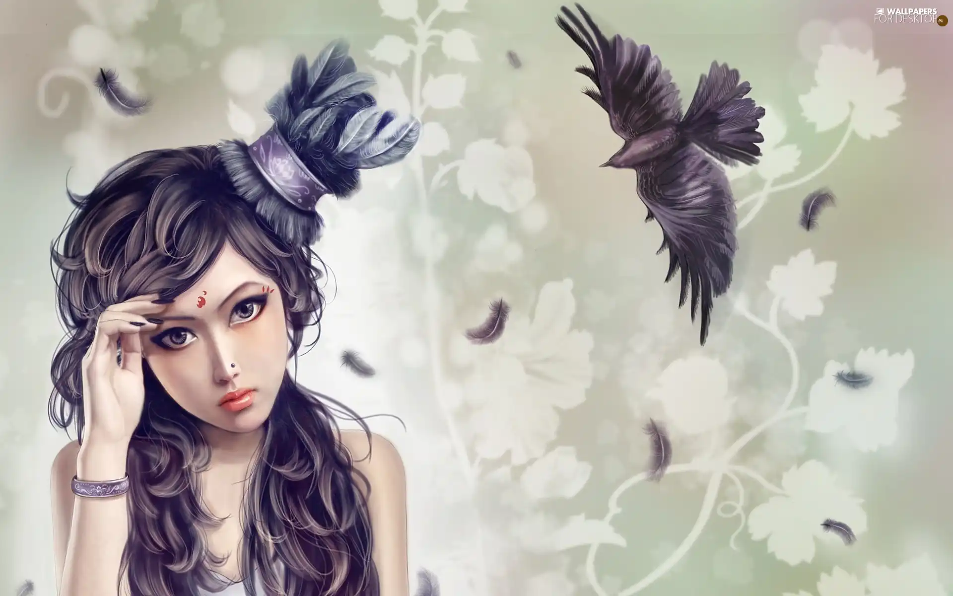 feather, girl, Bird